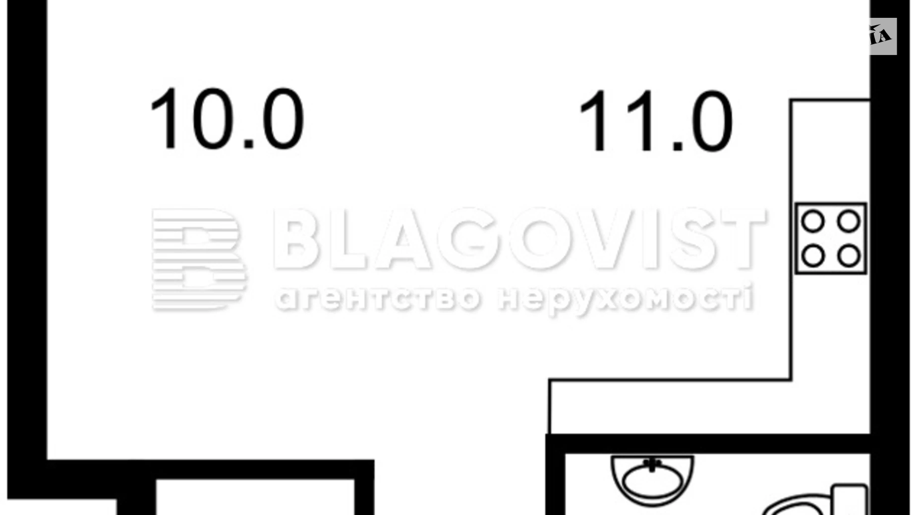 Продается 1-комнатная квартира 38 кв. м в Киеве, ул. Победы, 65Б