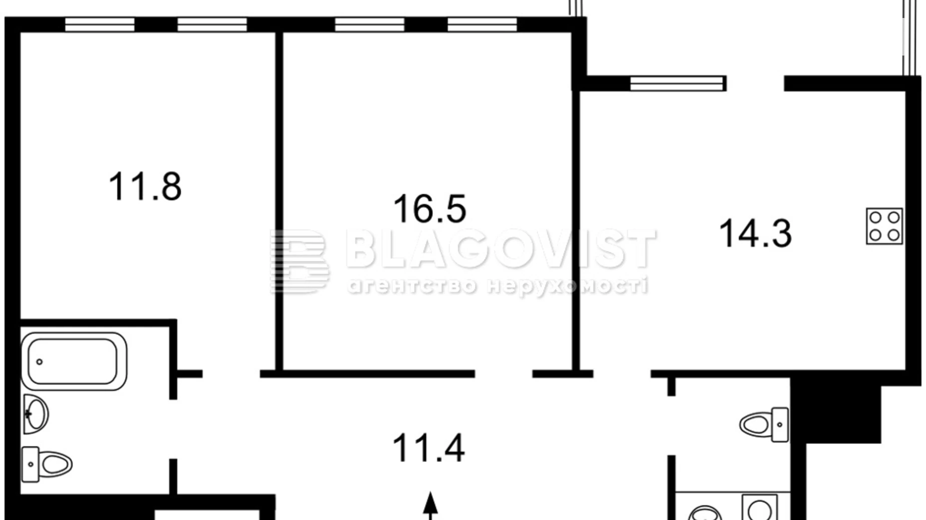 Продается 2-комнатная квартира 64 кв. м в Киеве, ул. Бердника Олеся, 1Д