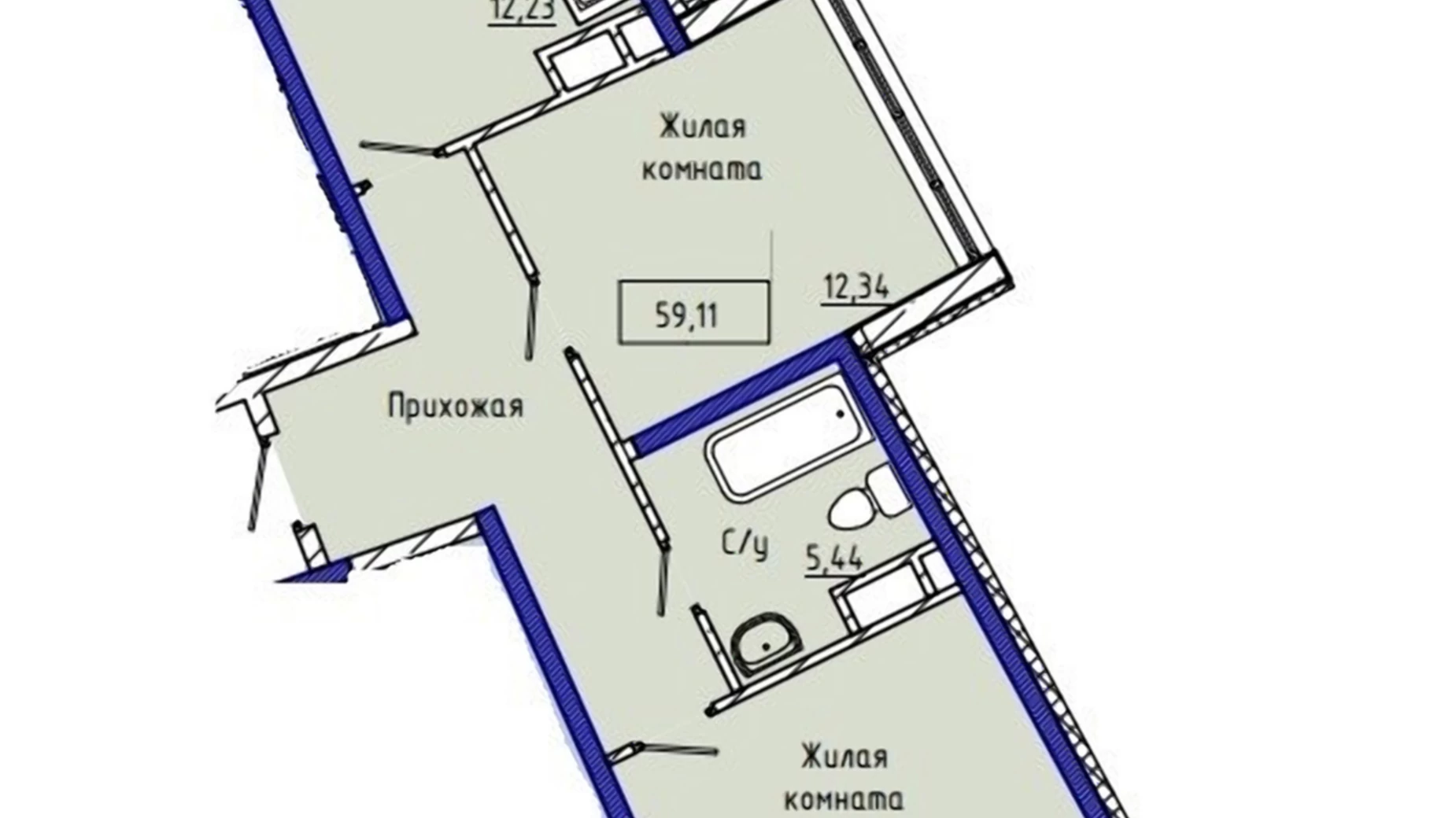 Продається 2-кімнатна квартира 60 кв. м у Одесі, вул. Каманіна, 16А-6
