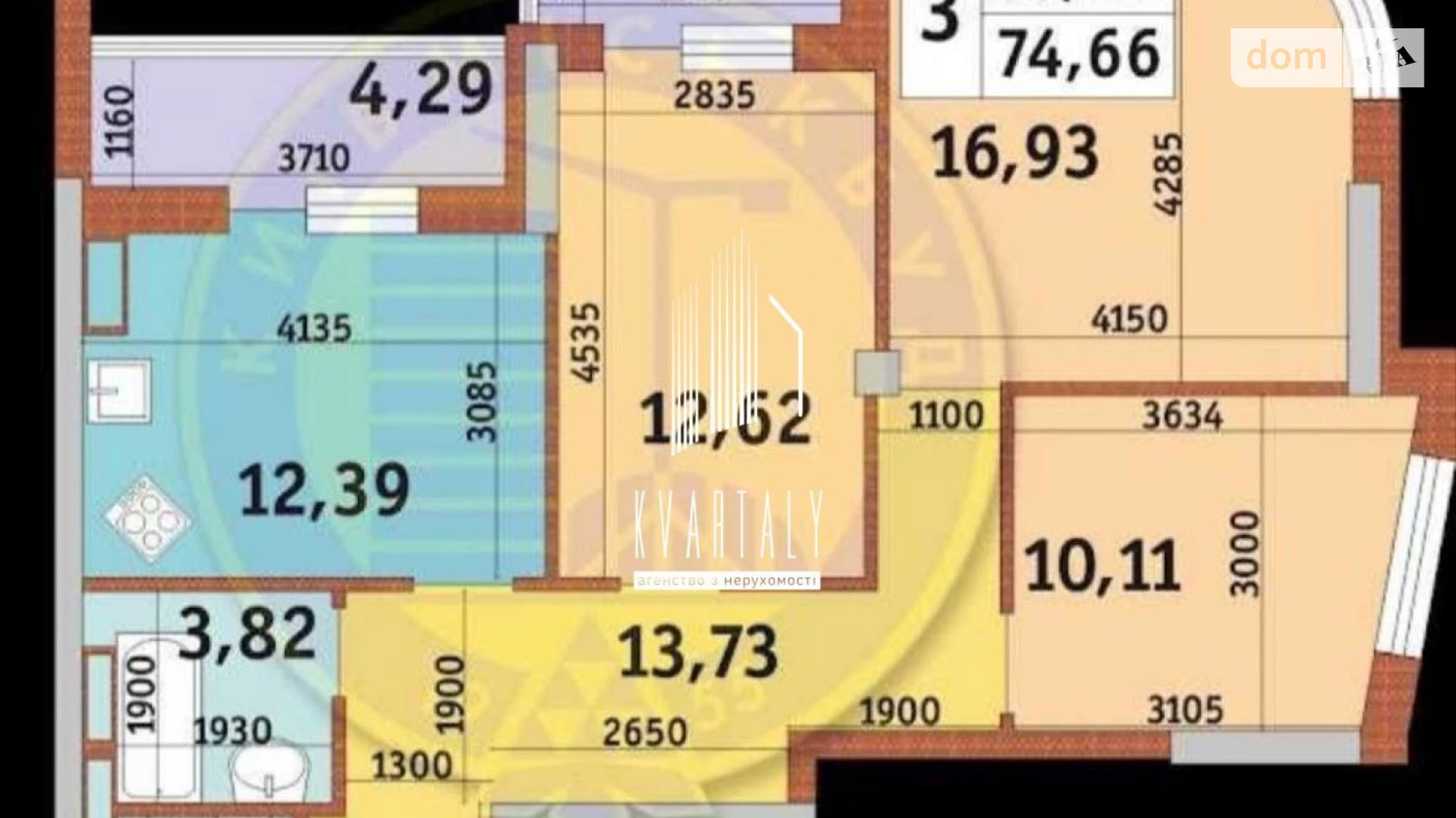 Продается 3-комнатная квартира 74.66 кв. м в Киеве, ул. Каховская, 62