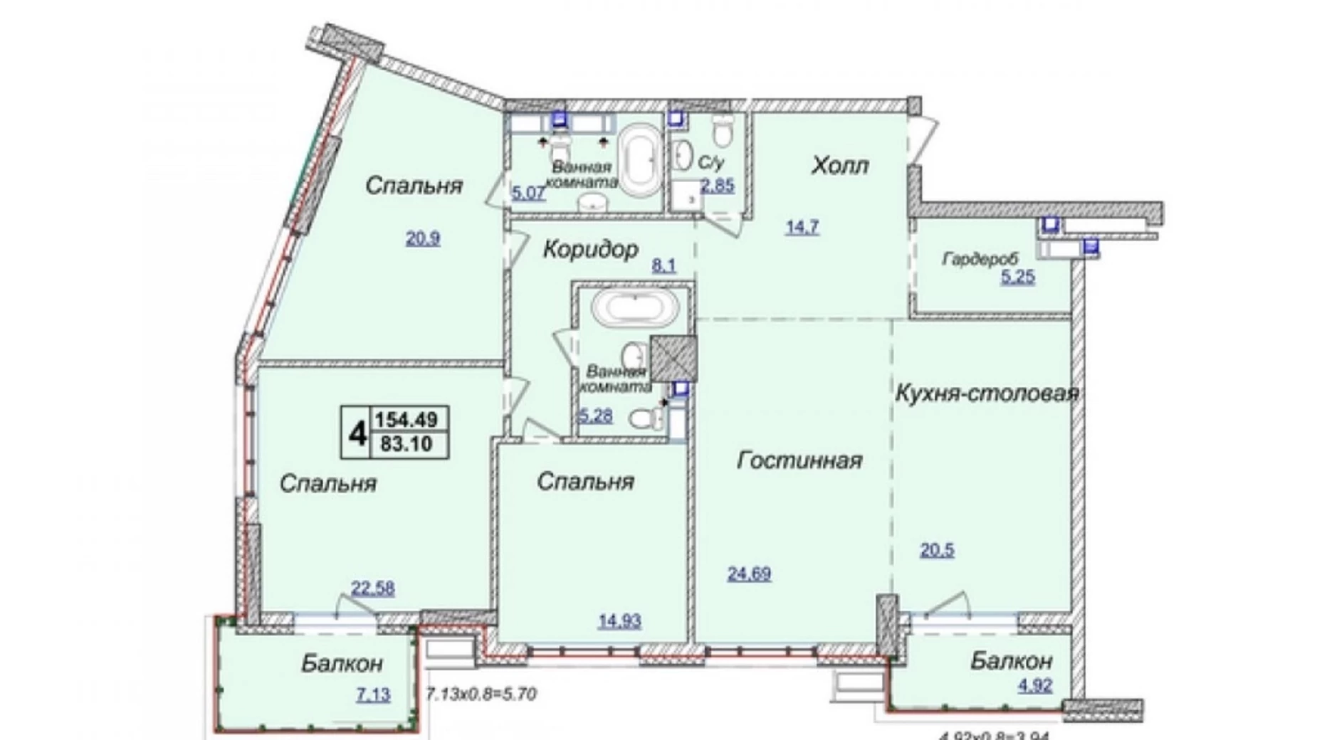 Продается 4-комнатная квартира 154.49 кв. м в Киеве, ул. Андрея Верхогляда(Драгомирова), 17Б
