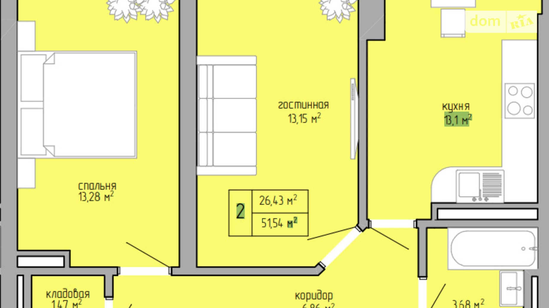 Продається 2-кімнатна квартира 53 кв. м у Одесі, вул. Академіка Вільямса