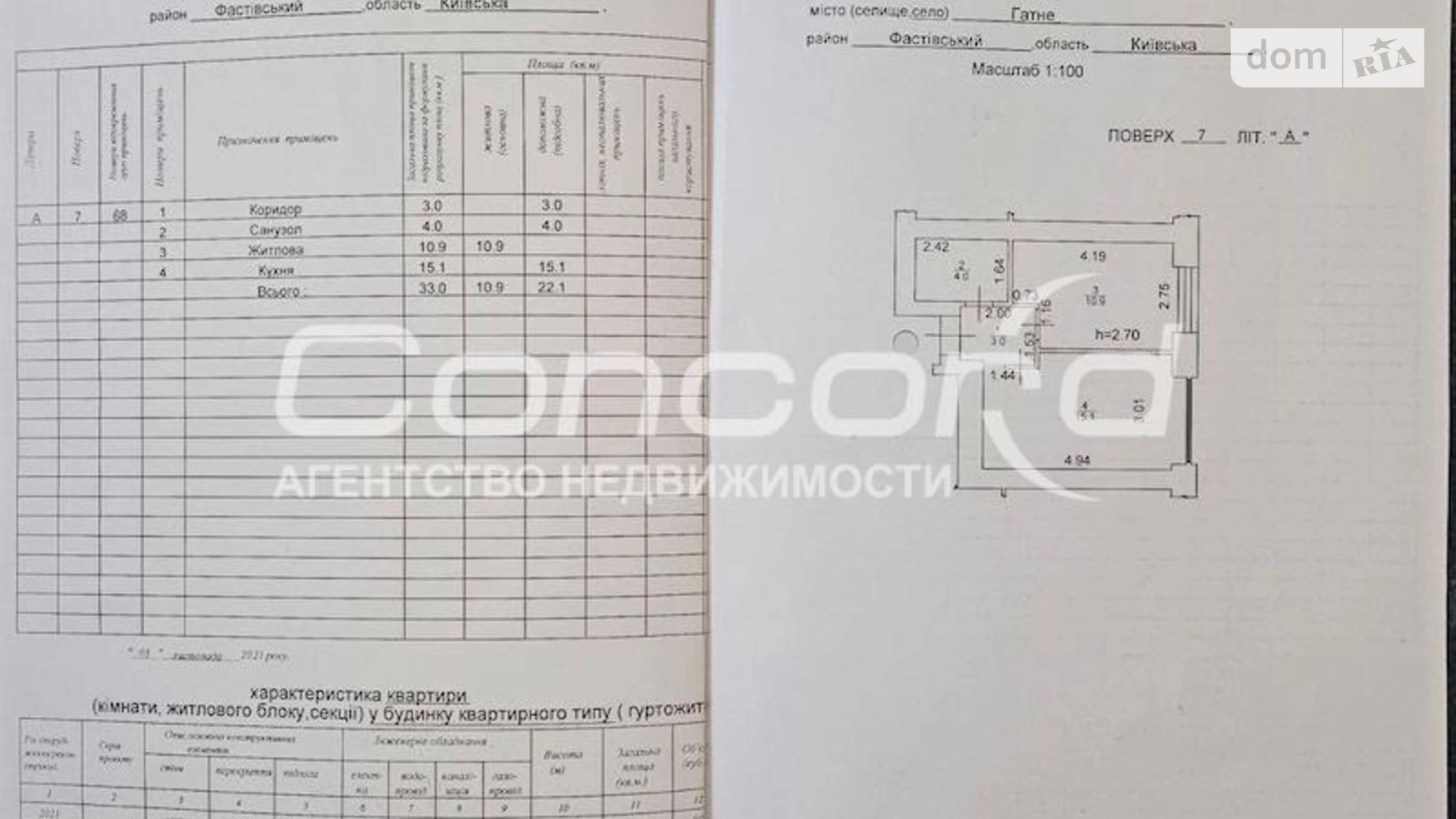 Продається 1-кімнатна квартира 33 кв. м у Гатне, вул. Покровська(Радянська), 2А