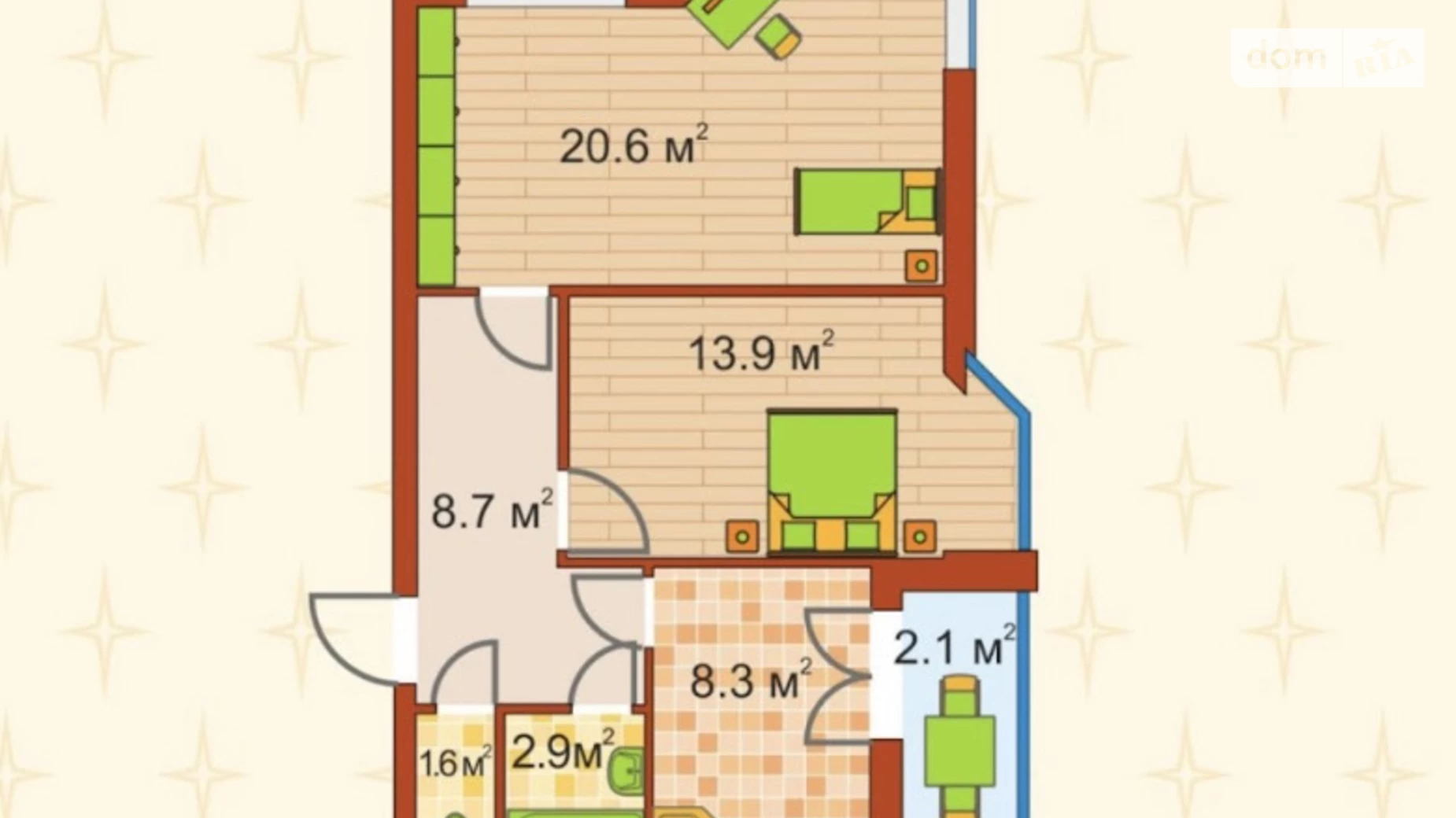 Продается 2-комнатная квартира 63.8 кв. м в Ирпене, ул. Университетская