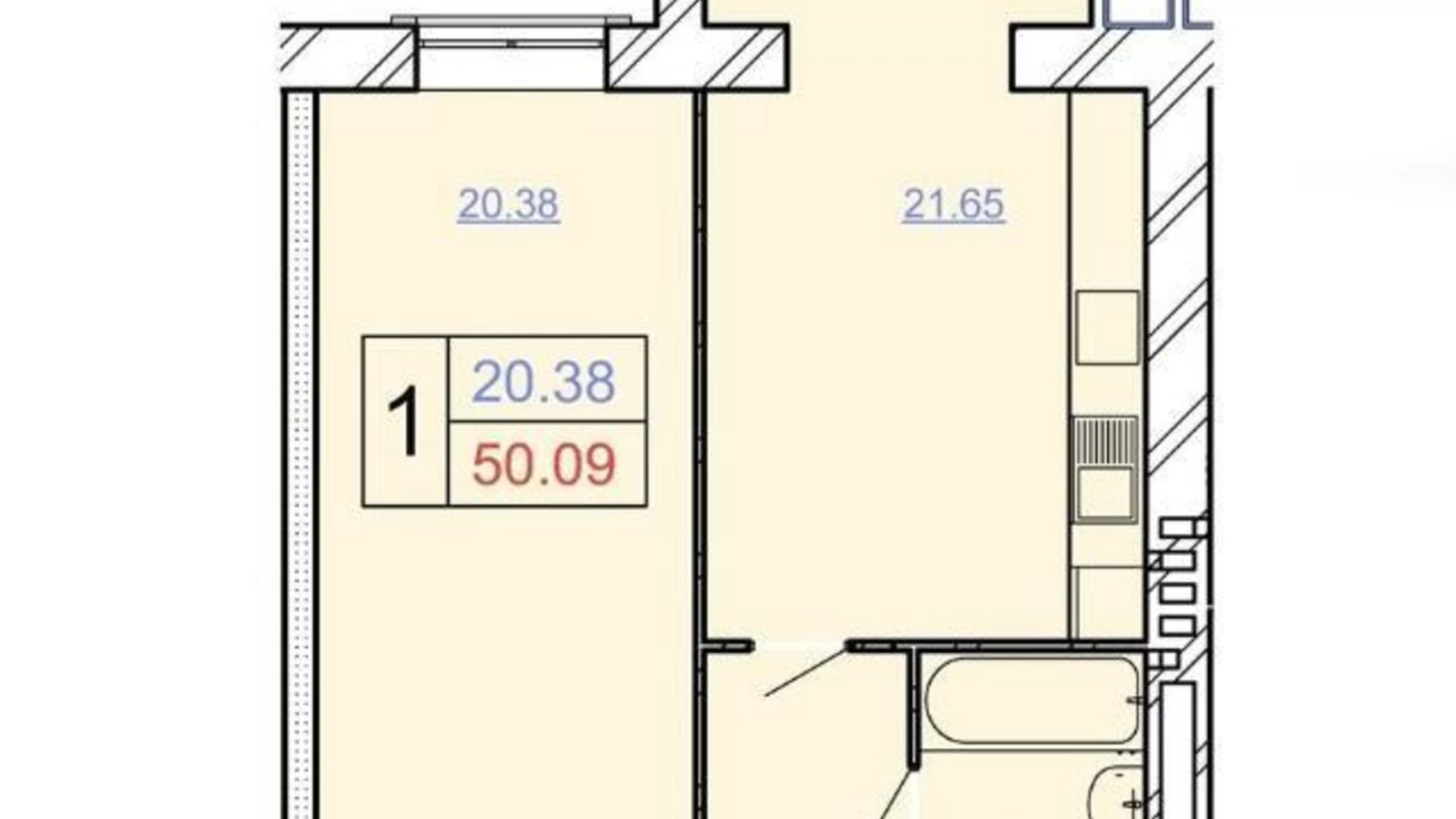 Продается 1-комнатная квартира 50 кв. м в Хмельницком, ул. Проскуровского Подполья - фото 2