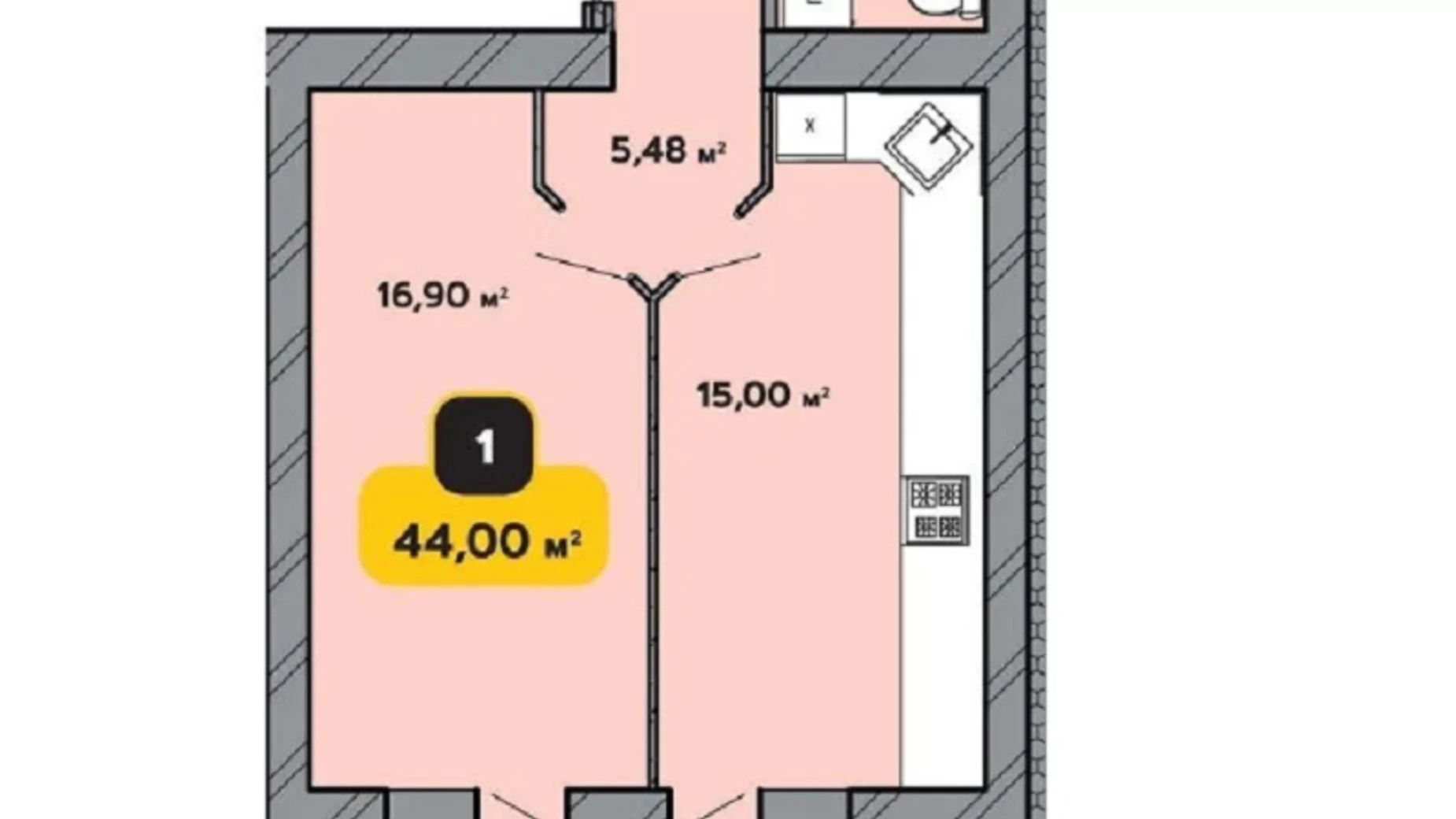 Продається 1-кімнатна квартира 44 кв. м у Хмельницькому, цена: 32700 $ - фото 4
