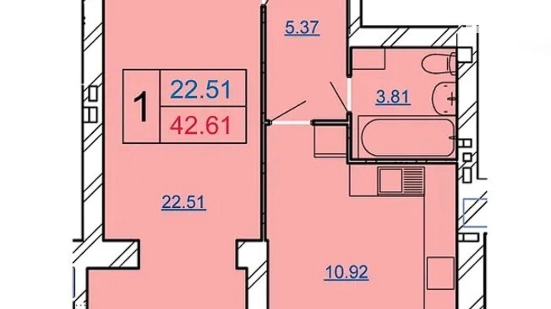 Продается 1-комнатная квартира 43 кв. м в Хмельницком, ул. Сечевых Стрельцов, 8А