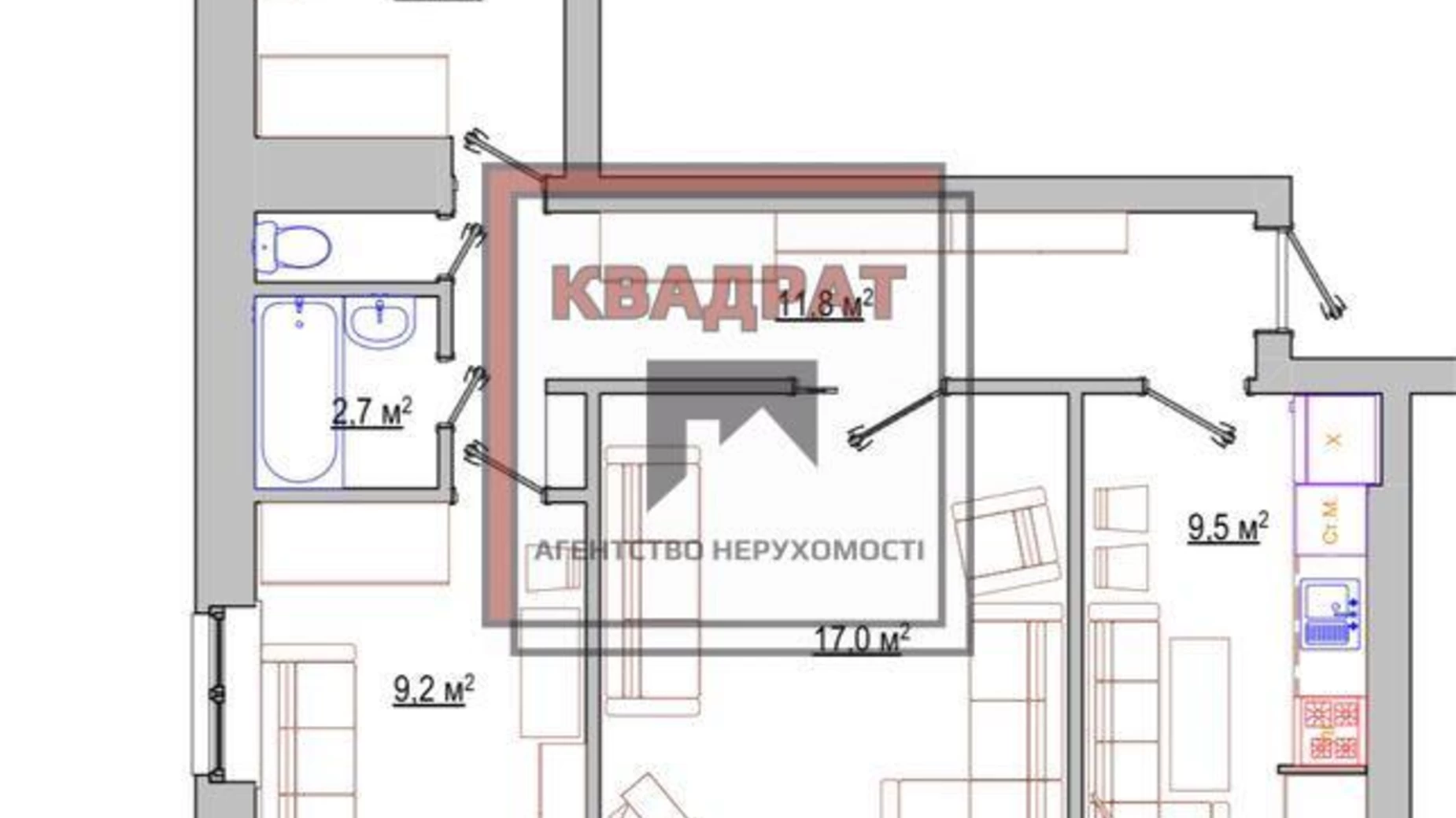 Продається 4-кімнатна квартира 74.8 кв. м у Полтаві, вул. Грабчака