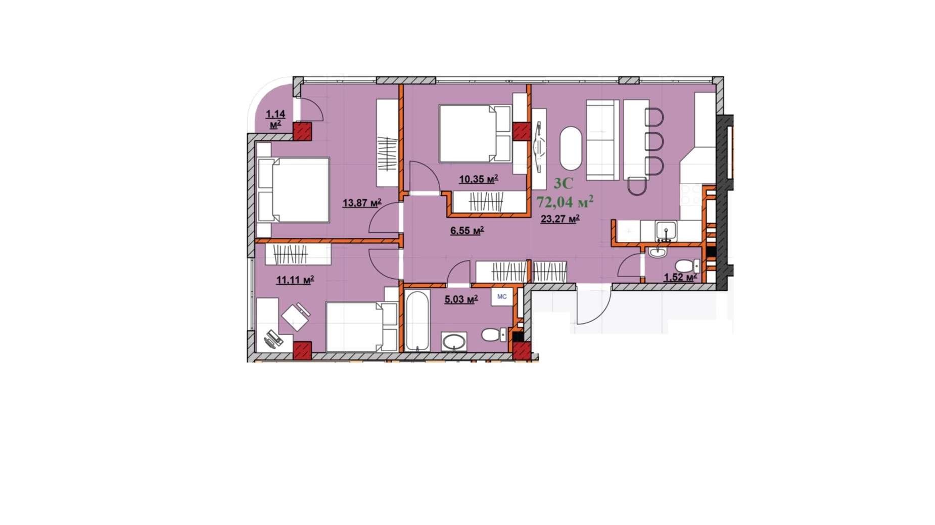 Продается 3-комнатная квартира 73 кв. м в Ивано-Франковске, ул. Независимости (Горького), 2А