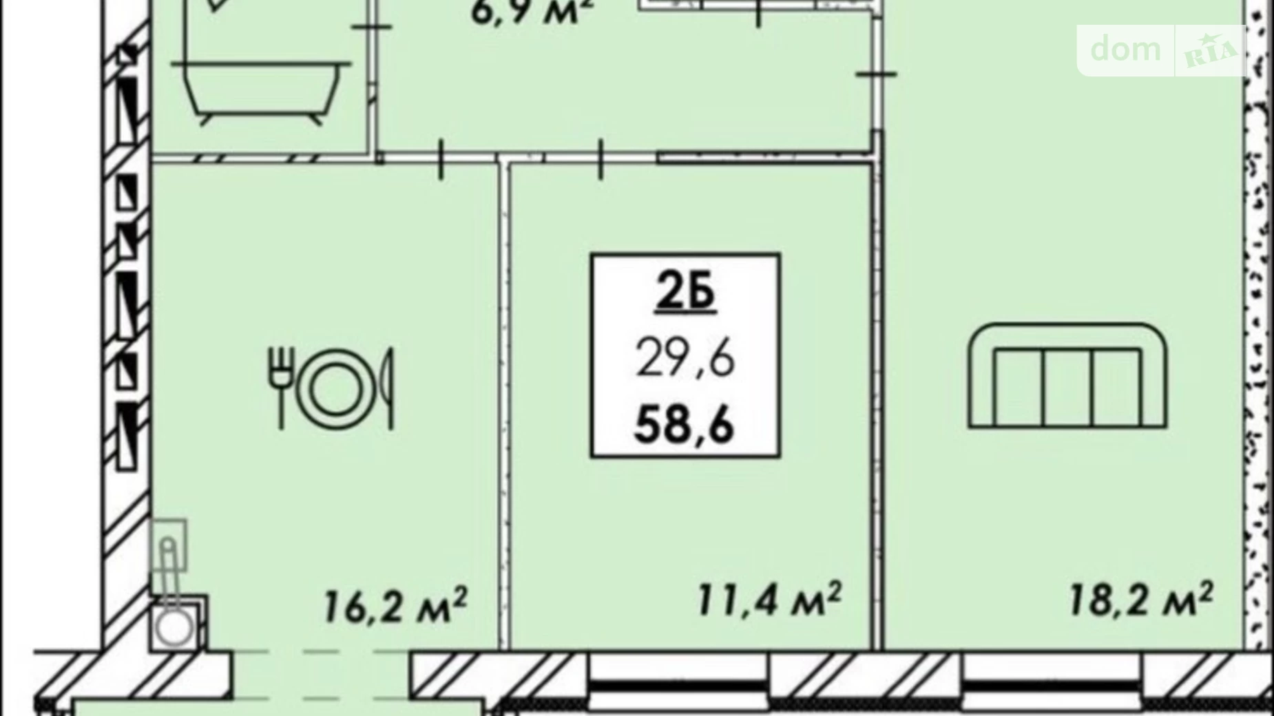 Продается 2-комнатная квартира 58.6 кв. м в Черкассах, ул. Байды-Вишневецкого - фото 2