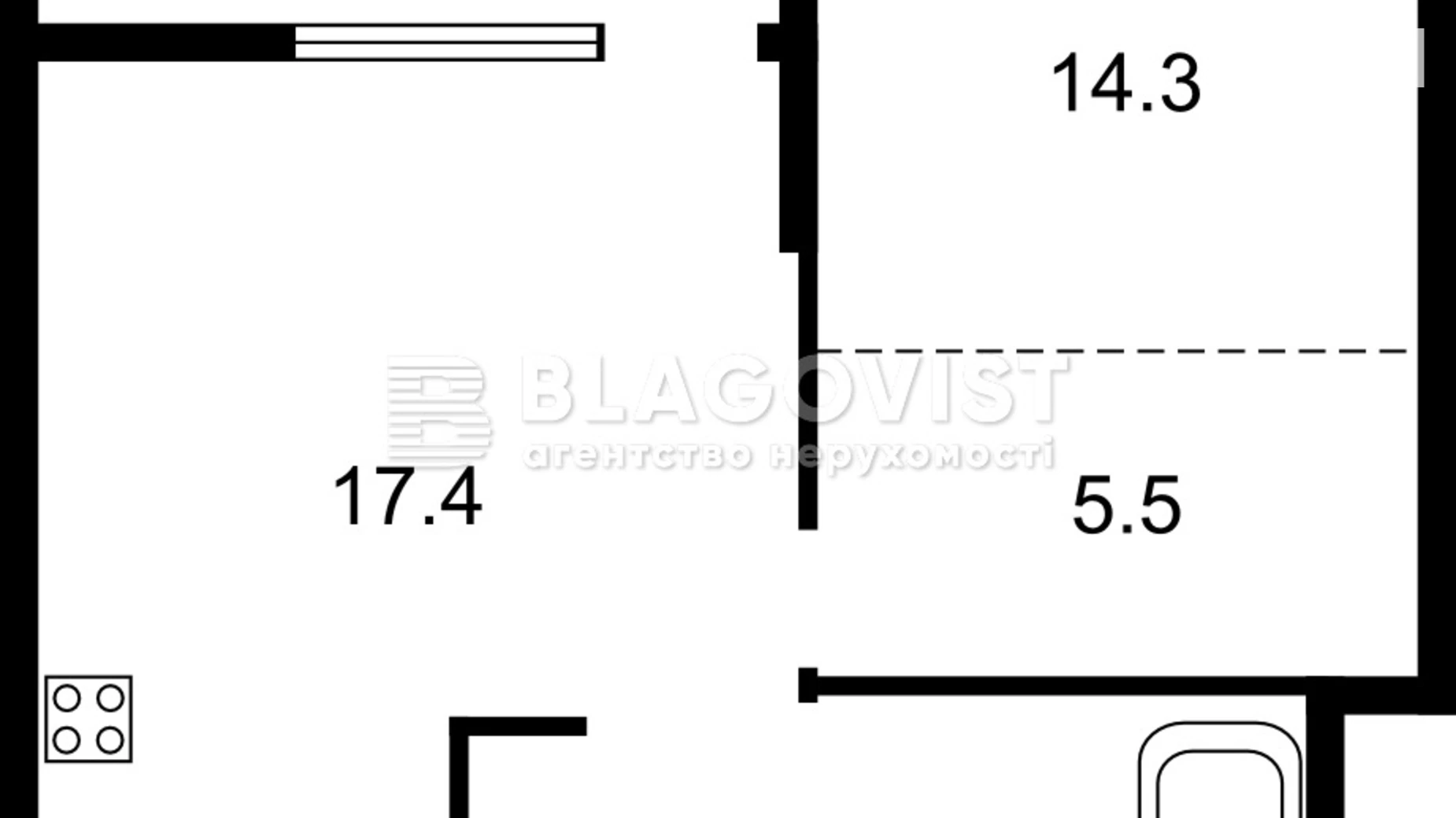 Продается 1-комнатная квартира 43.4 кв. м в Киеве, ул. Теремковская, 4А