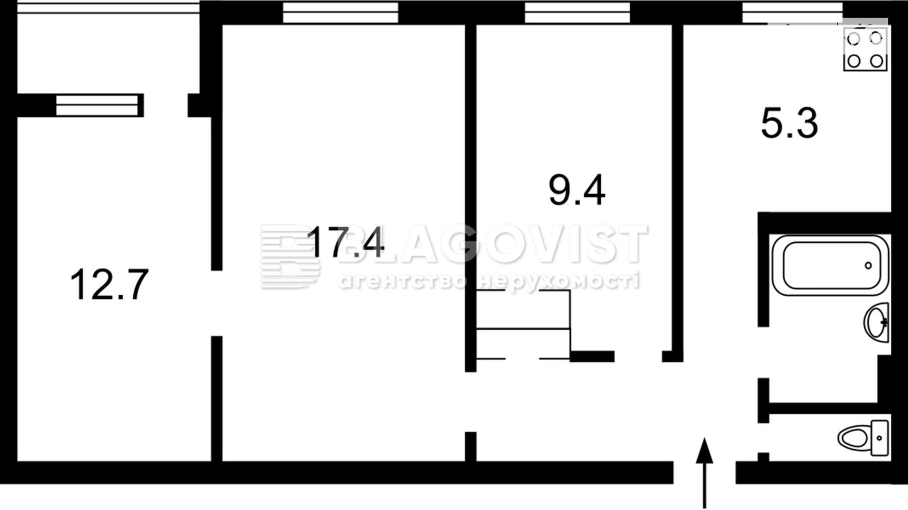 Продается 3-комнатная квартира 60 кв. м в Киеве, ул. Милютенко, 11