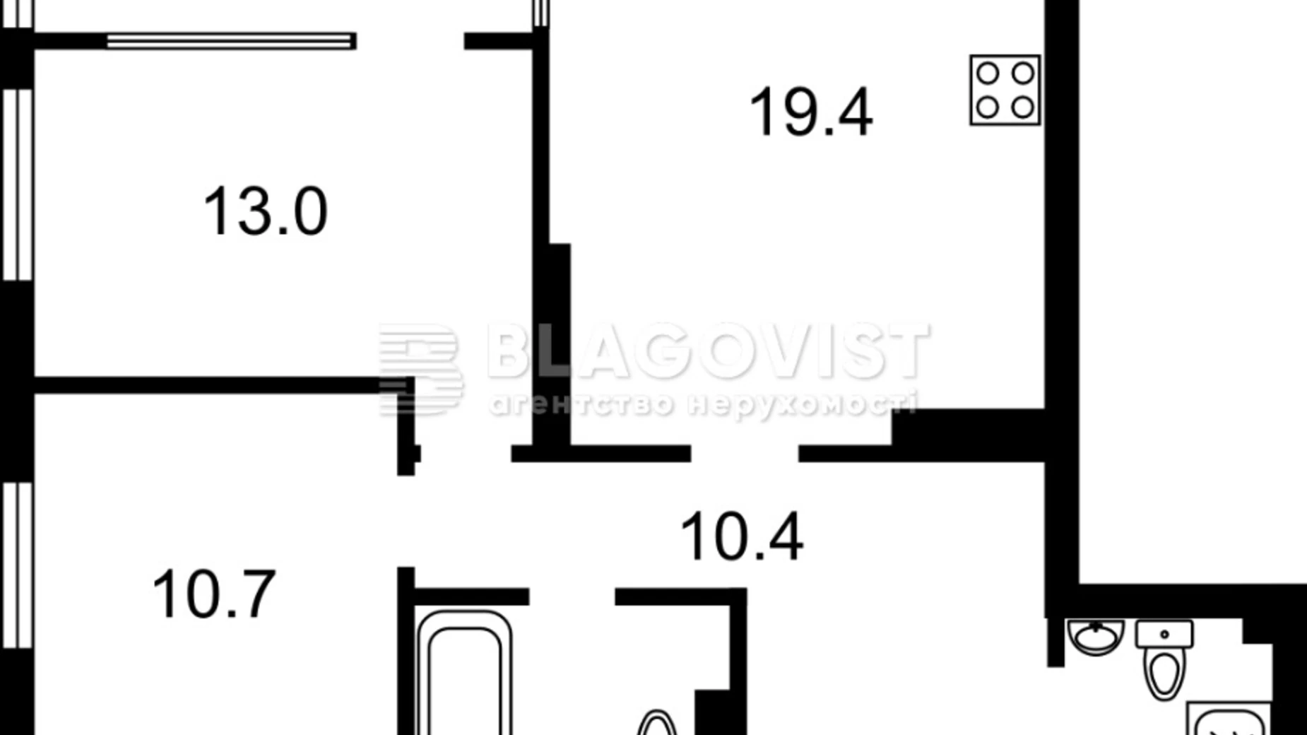 Продается 2-комнатная квартира 67.3 кв. м в Киеве, просп. Правды, 19