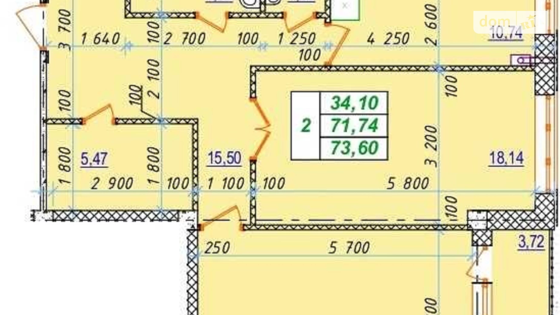 Продается 2-комнатная квартира 72 кв. м в Полтаве, ул. Кременчугская, 54Б