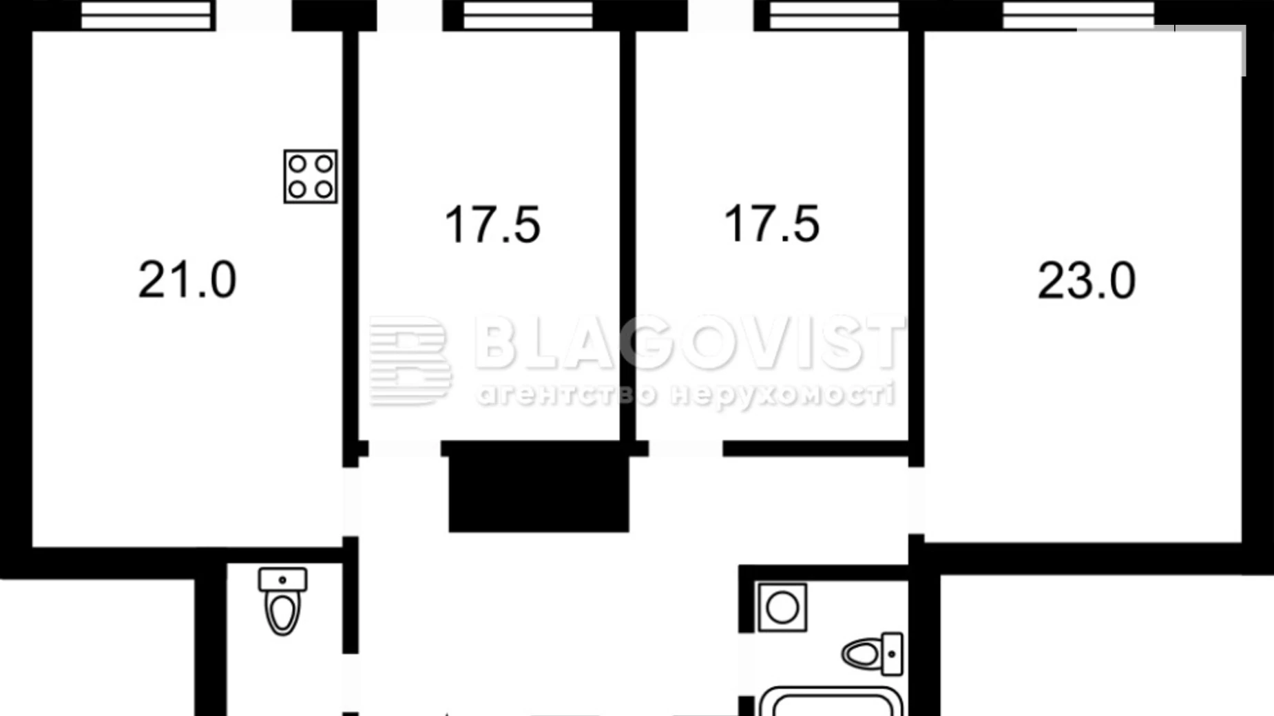 Продається 1-кімнатна квартира 109 кв. м у Києві, бул. Лесі Українки, 7В