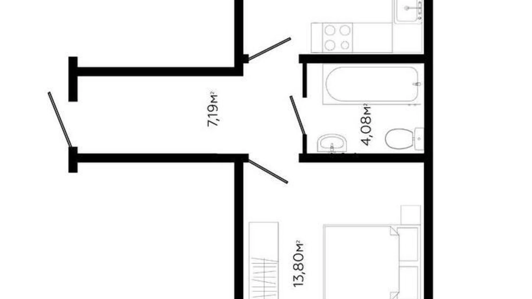 Продается 1-комнатная квартира 42.85 кв. м в Никитинцах - фото 2