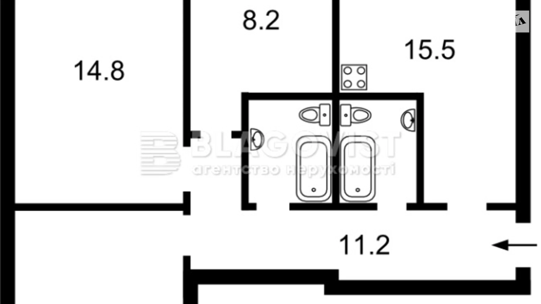 Продается 1-комнатная квартира 74 кв. м в Киеве, ул. Новогоспитальная(Щорса), 5А