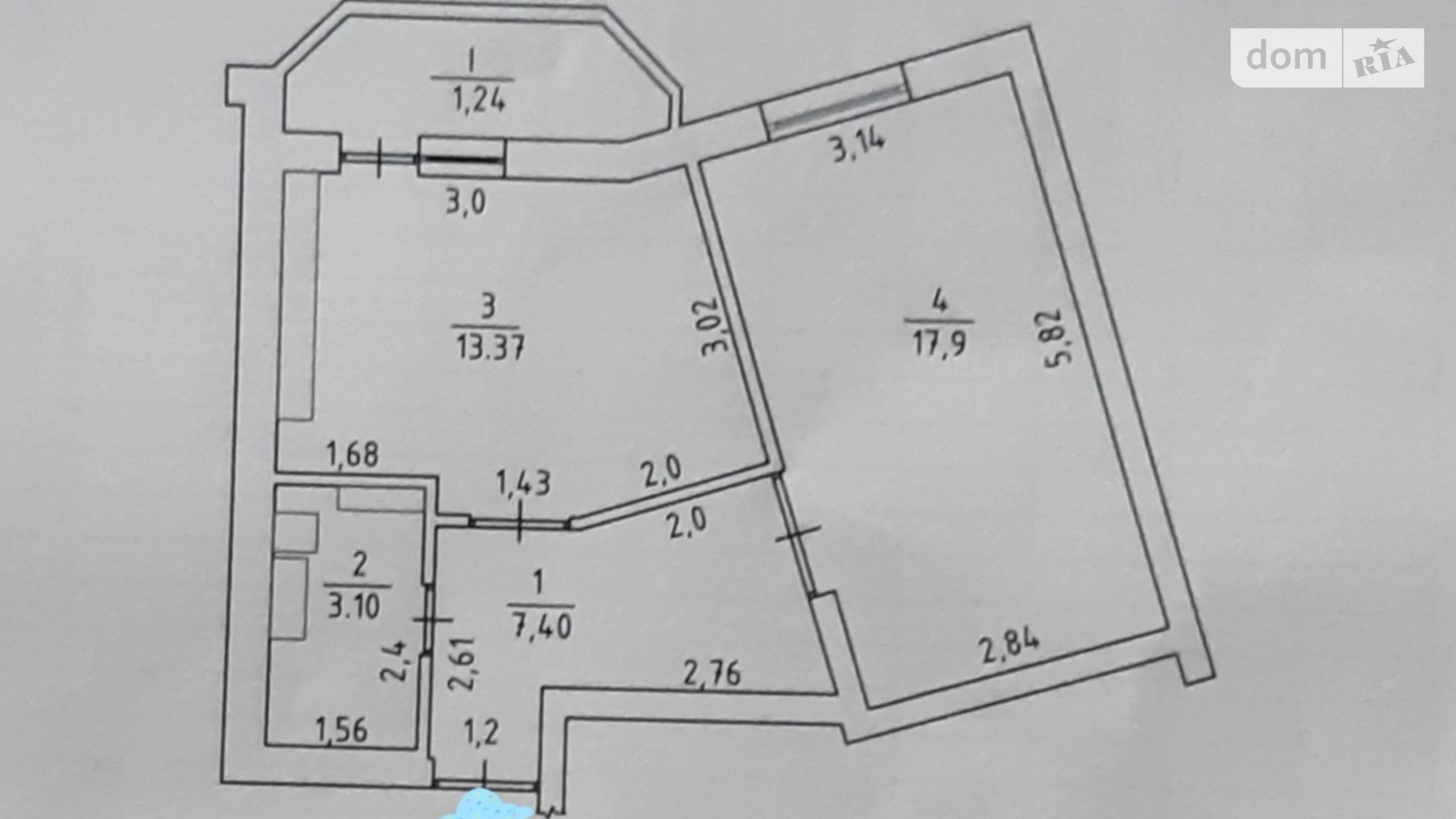 Продається 1-кімнатна квартира 43.01 кв. м у Чернігові, ул. Чорновола В’ячеслава, 15А