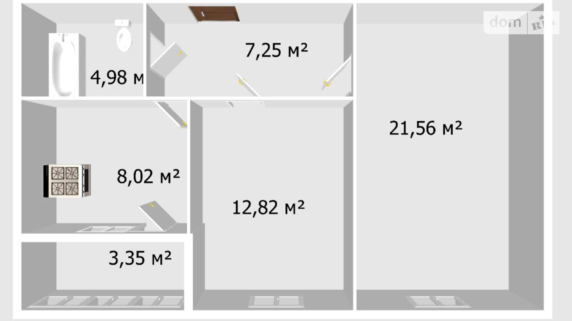 Продается 2-комнатная квартира 56.98 кв. м в Виннице, ул. Одесская