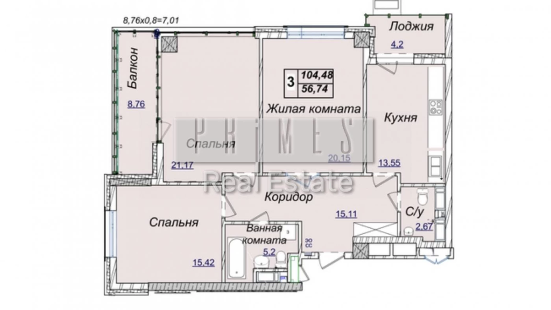 Продается 3-комнатная квартира 104.48 кв. м в Киеве, ул. Андрея Верхогляда(Драгомирова), 19Б - фото 4