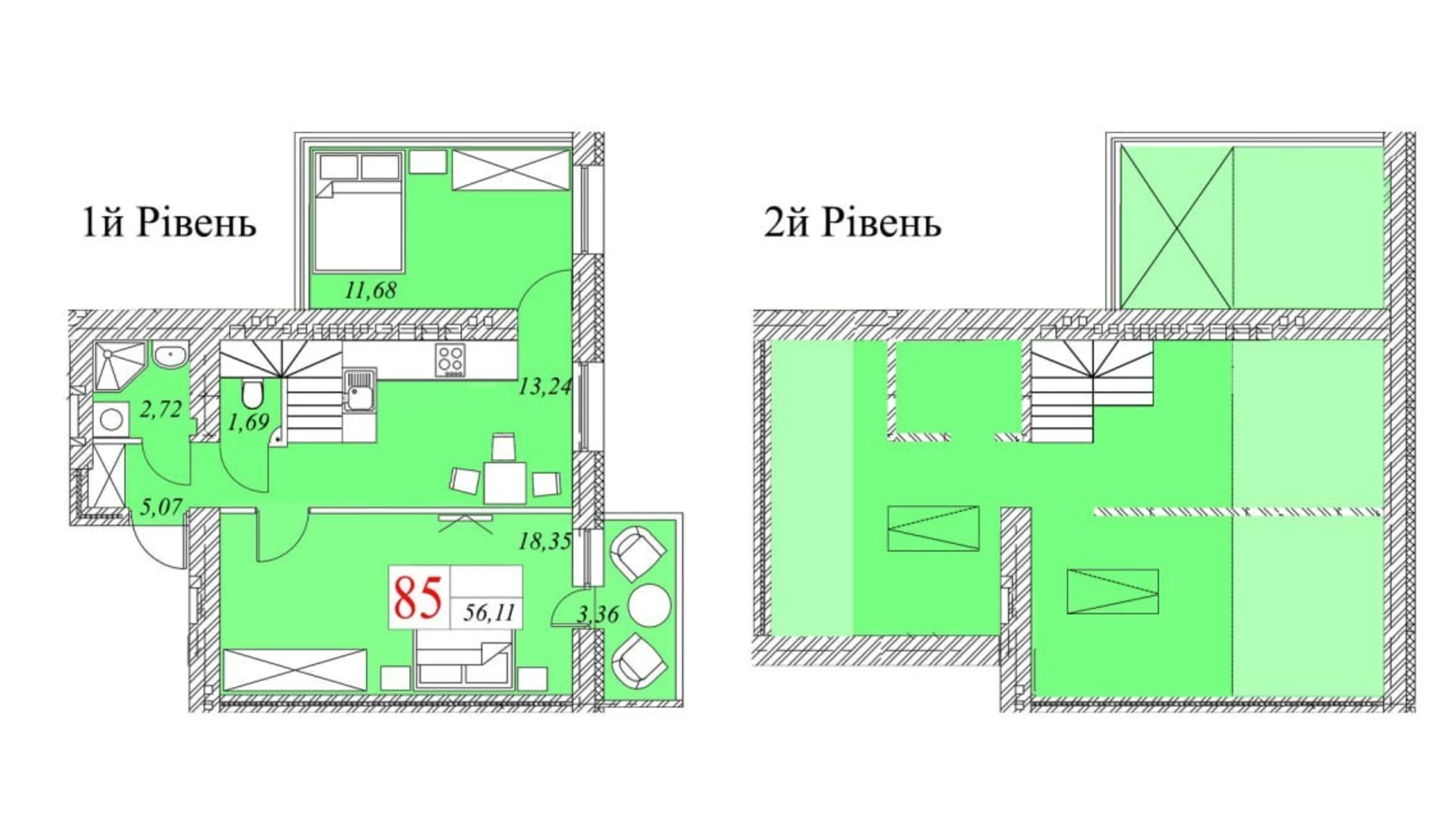 4-комнатная квартира 90 кв. м в Тернополе