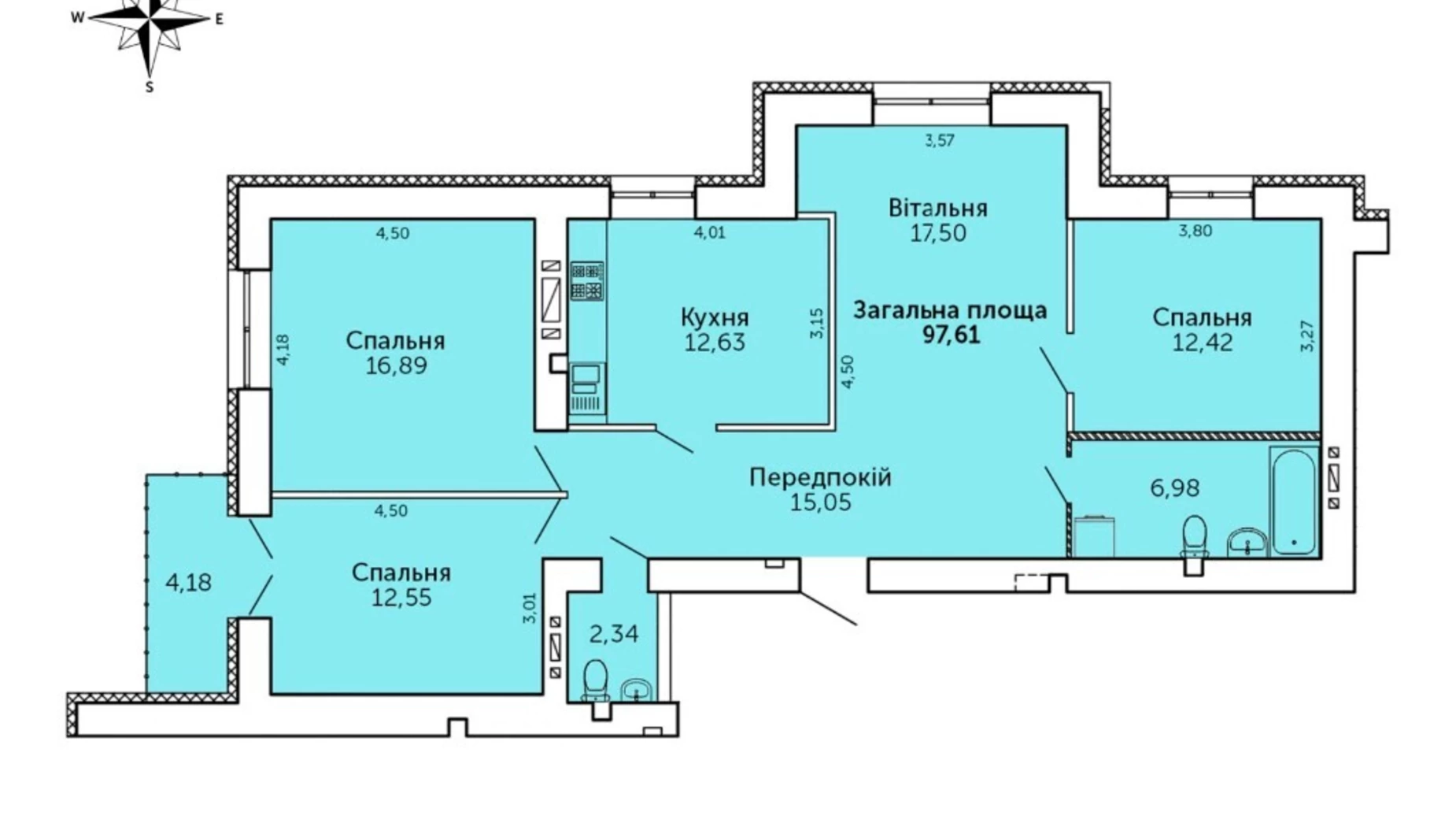 Продается 4-комнатная квартира 99 кв. м в Николаеве, ул. Леваневцев, 30/3