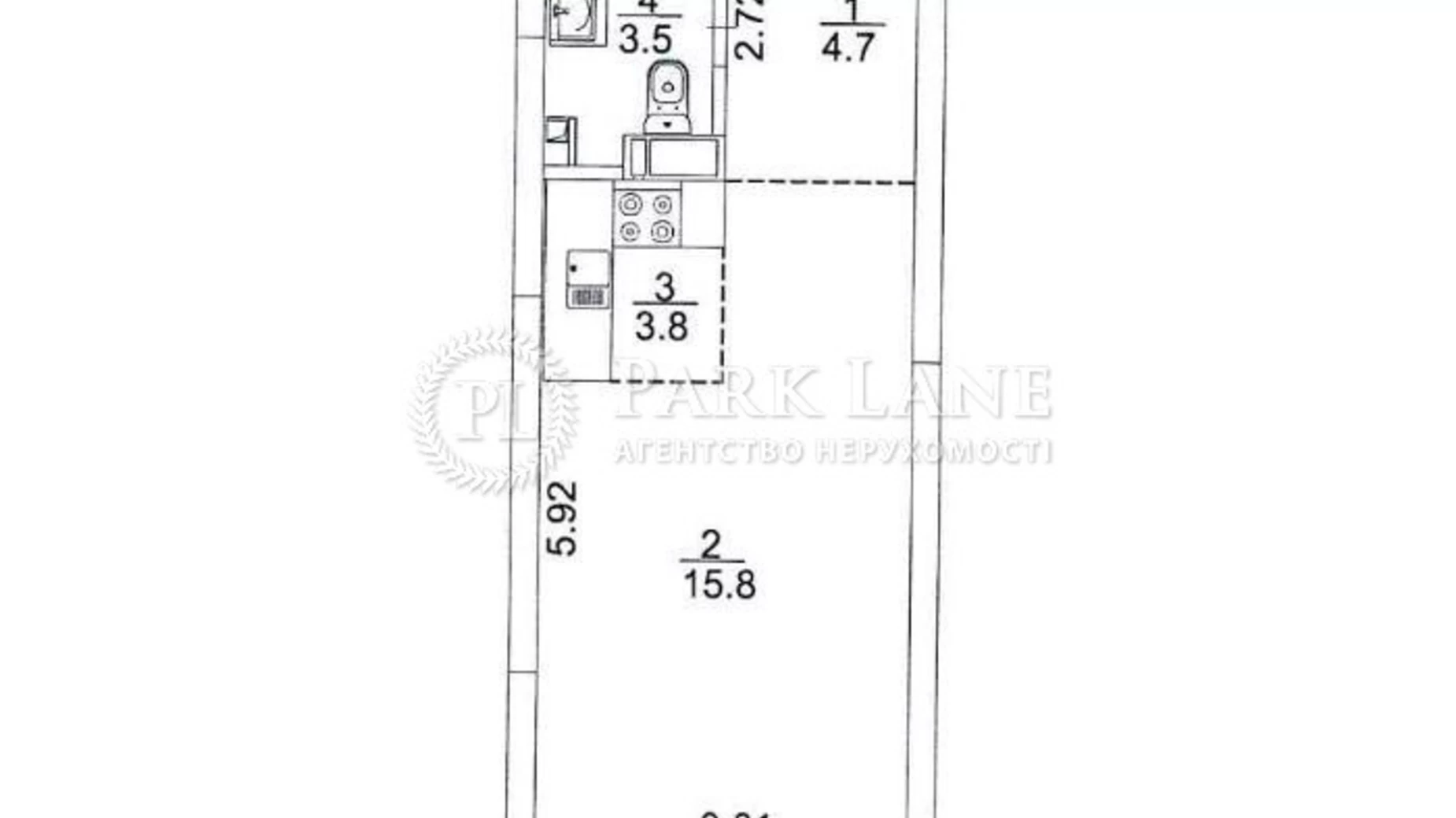 Продается 1-комнатная квартира 28.2 кв. м в Киеве, ул. Васильковская, 100А