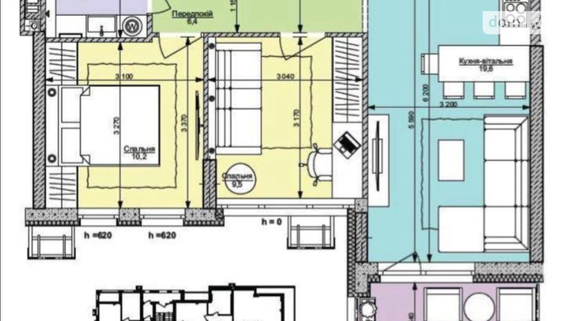 Продается 2-комнатная квартира 54 кв. м в Киеве, ул. Салютная, 2Б