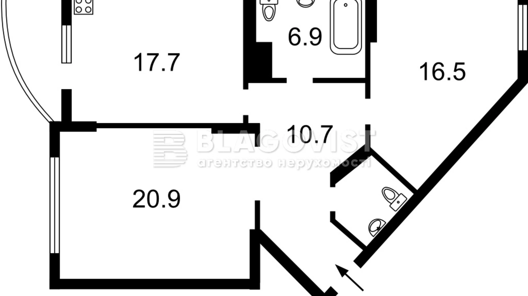 Продается 2-комнатная квартира 78 кв. м в Киеве, ул. Вячеслава Черновола, 29А