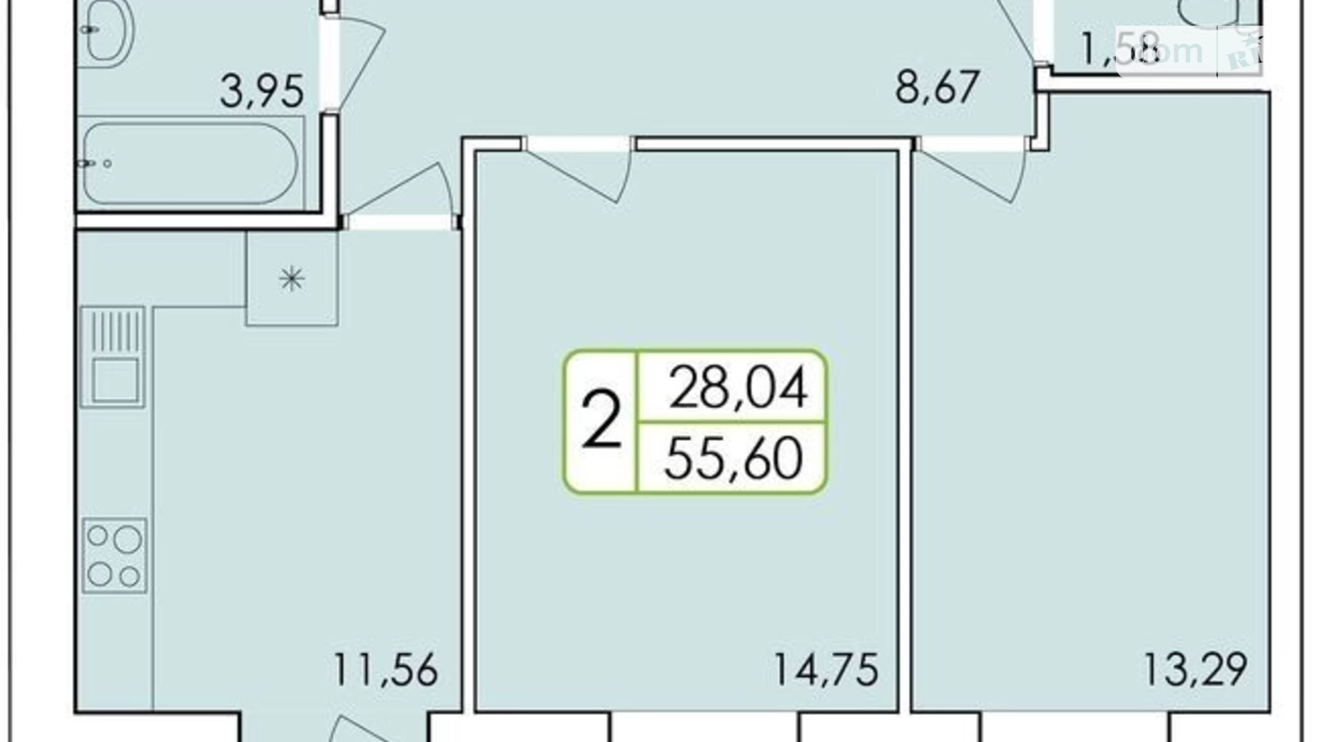 Продается 2-комнатная квартира 56.6 кв. м в Хмельницком, ул. Трудовая, 5/1