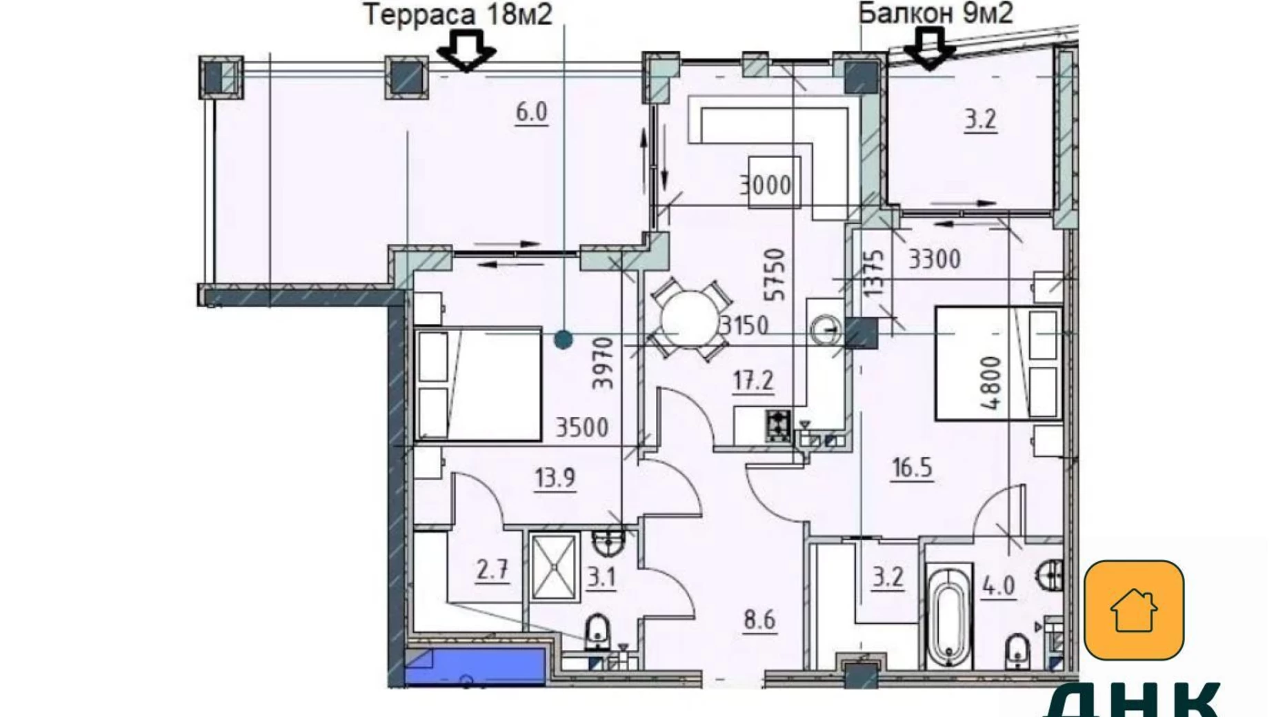 Продається 2-кімнатна квартира 79 кв. м у Одесі, вул. Каманіна, 20