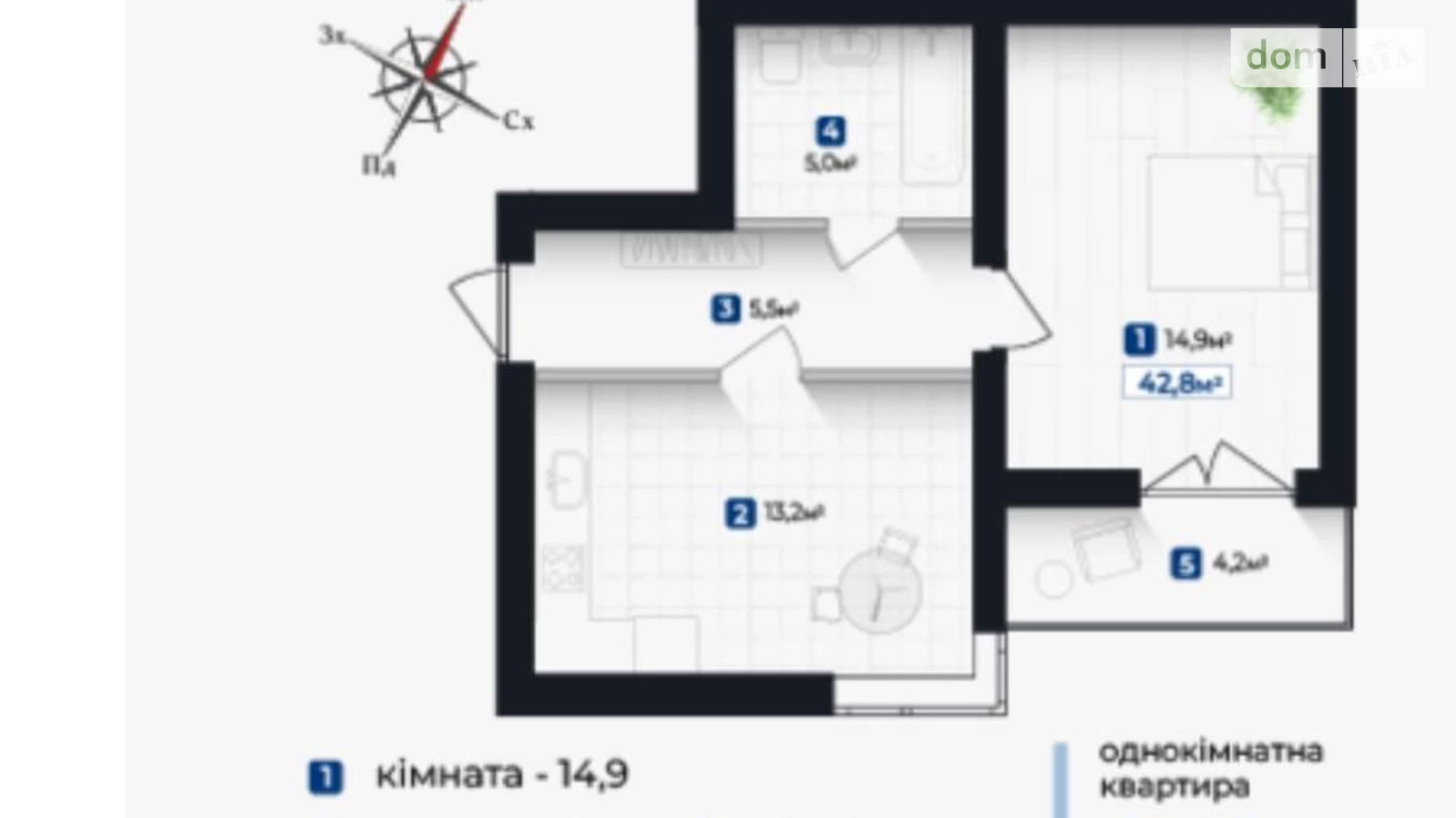 Продається 1-кімнатна квартира 42.89 кв. м у Івано-Франківську, вул. Виноградна - фото 4
