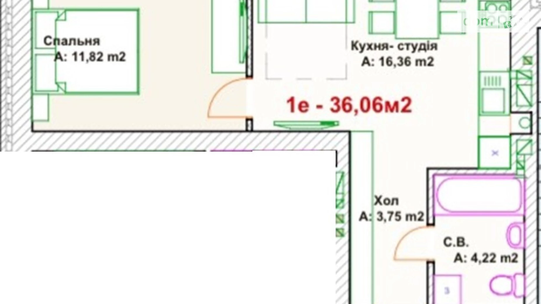 Продается 1-комнатная квартира 30.23 кв. м в Ирпене, ул. Троицкая, 12 - фото 5