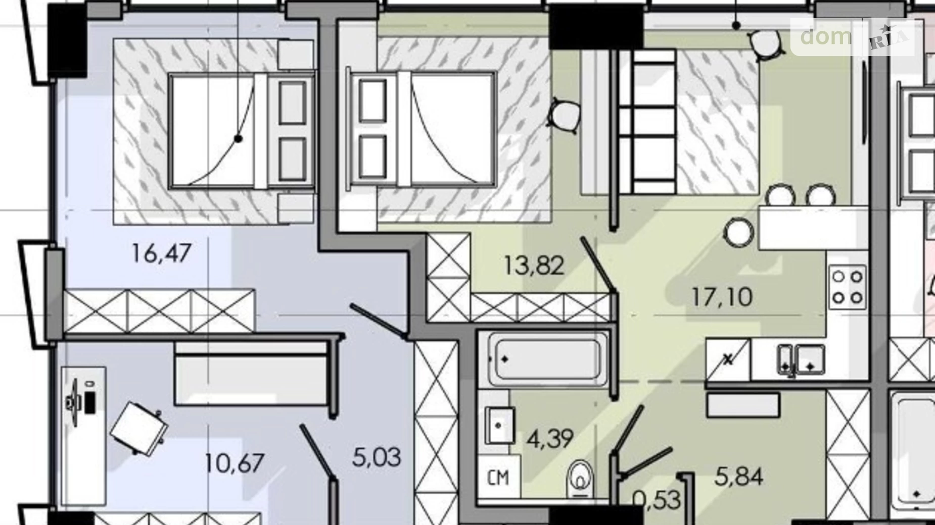 Продается 1-комнатная квартира 43 кв. м в Днепре, ул. Набережная Победы, 128 - фото 3