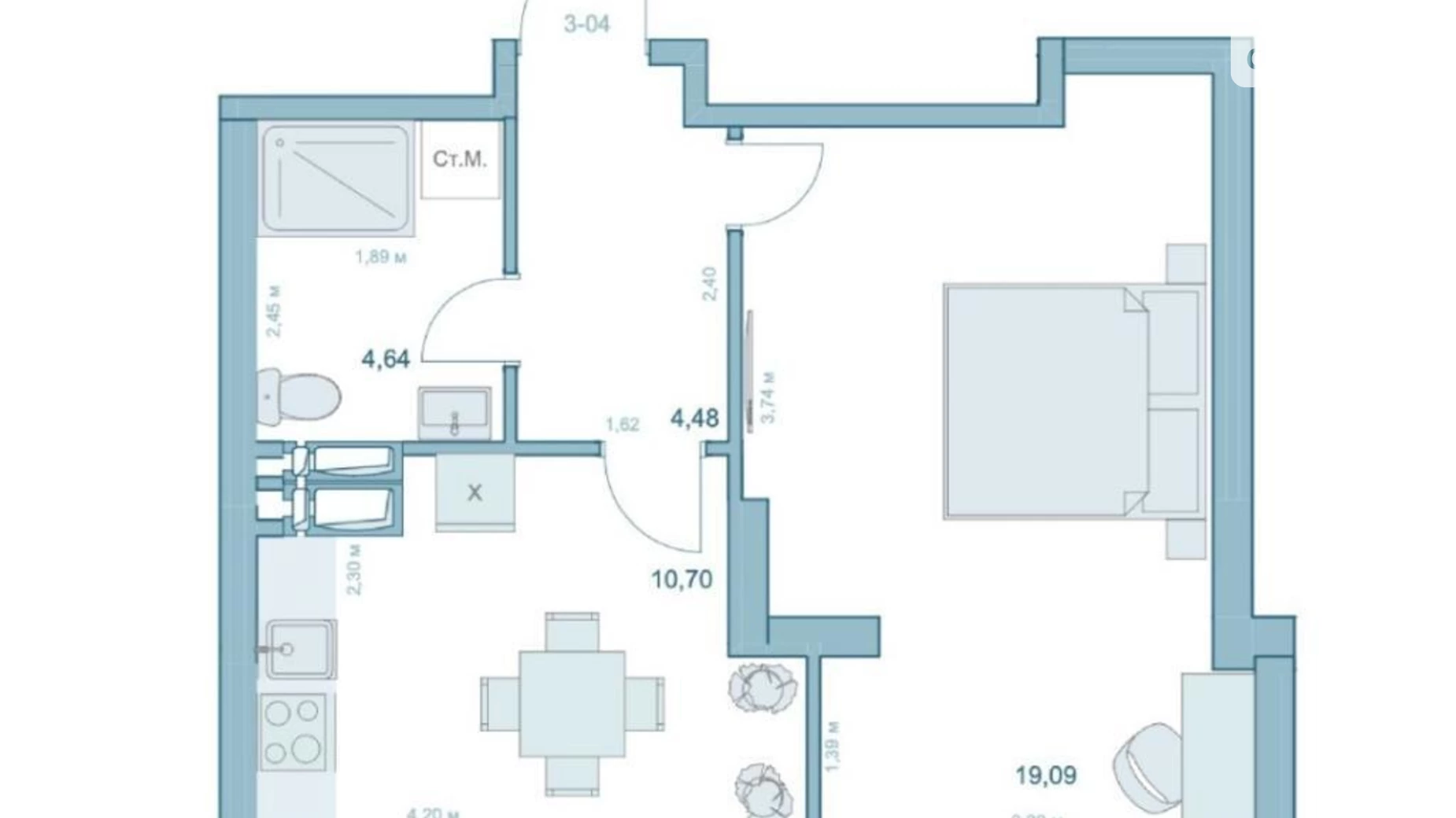 Продается 1-комнатная квартира 38 кв. м в Киеве, ул. Степана Руданского, 9А - фото 3