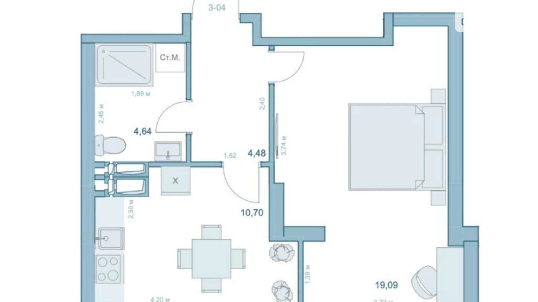 Продается 1-комнатная квартира 38 кв. м в Киеве, ул. Степана Руданского, 9А - фото 3