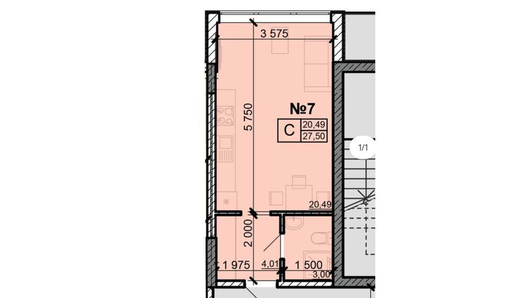 Продается 1-комнатная квартира 27.5 кв. м в Одессе, ул. Академика Вильямса