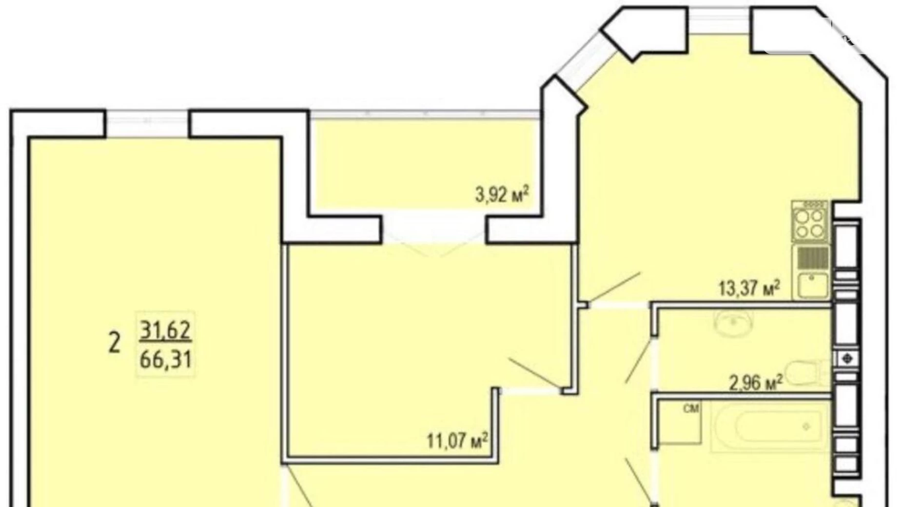 Продается 2-комнатная квартира 68 кв. м в Харькове, ул. Профессорская, 14