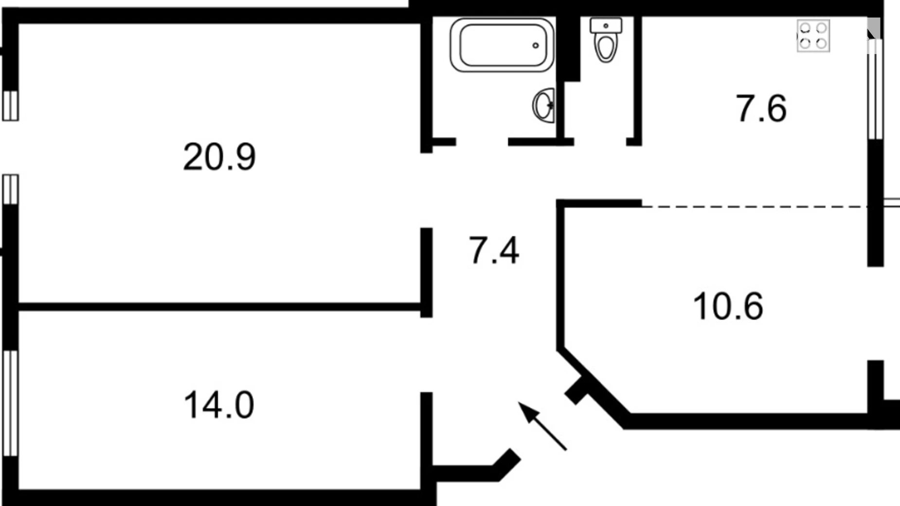 Продается 3-комнатная квартира 66 кв. м в Киеве, ул. Саксаганского, 70Б