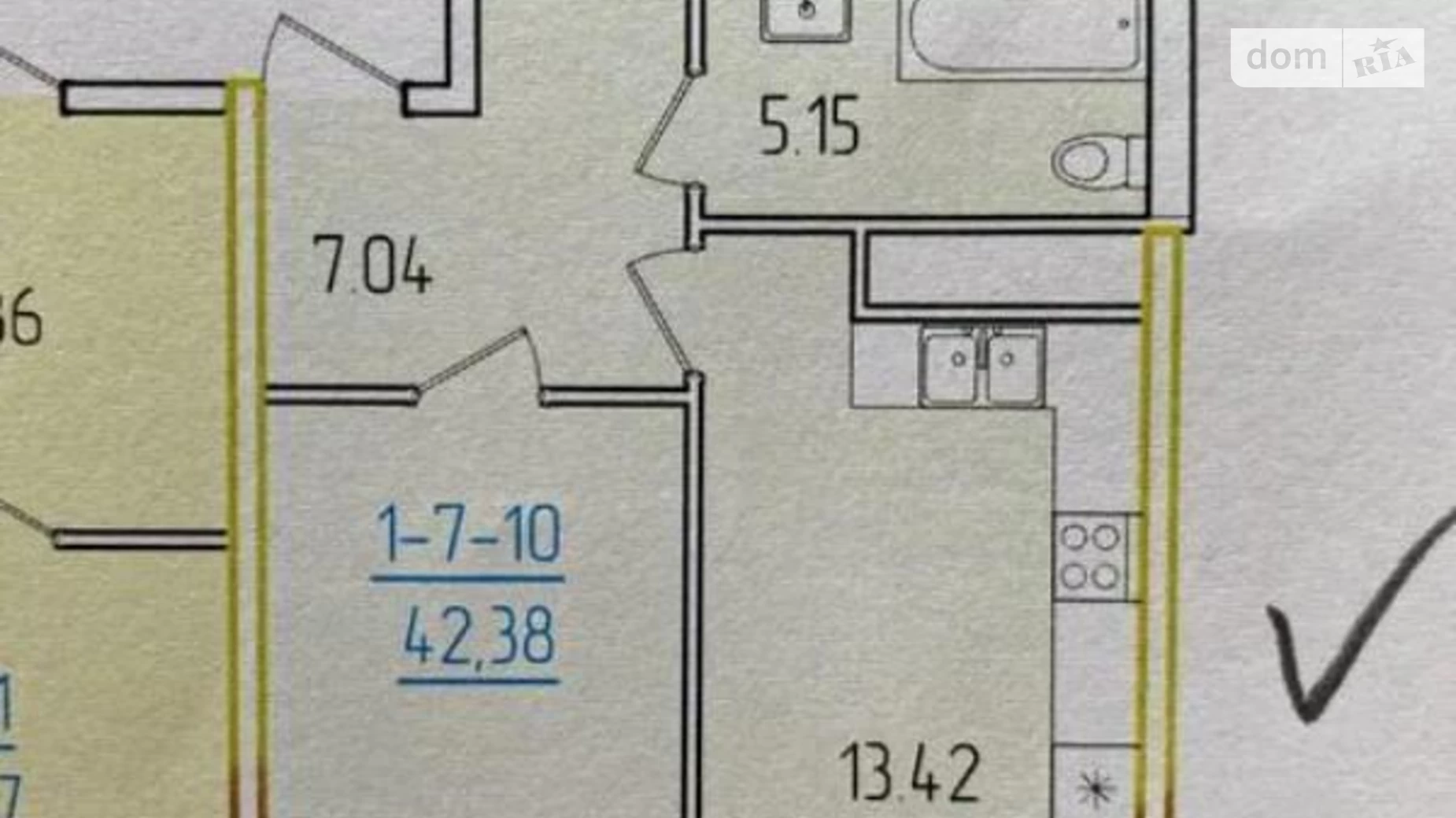 Продается 1-комнатная квартира 44 кв. м в Одессе, ул. Краснова, 3/63