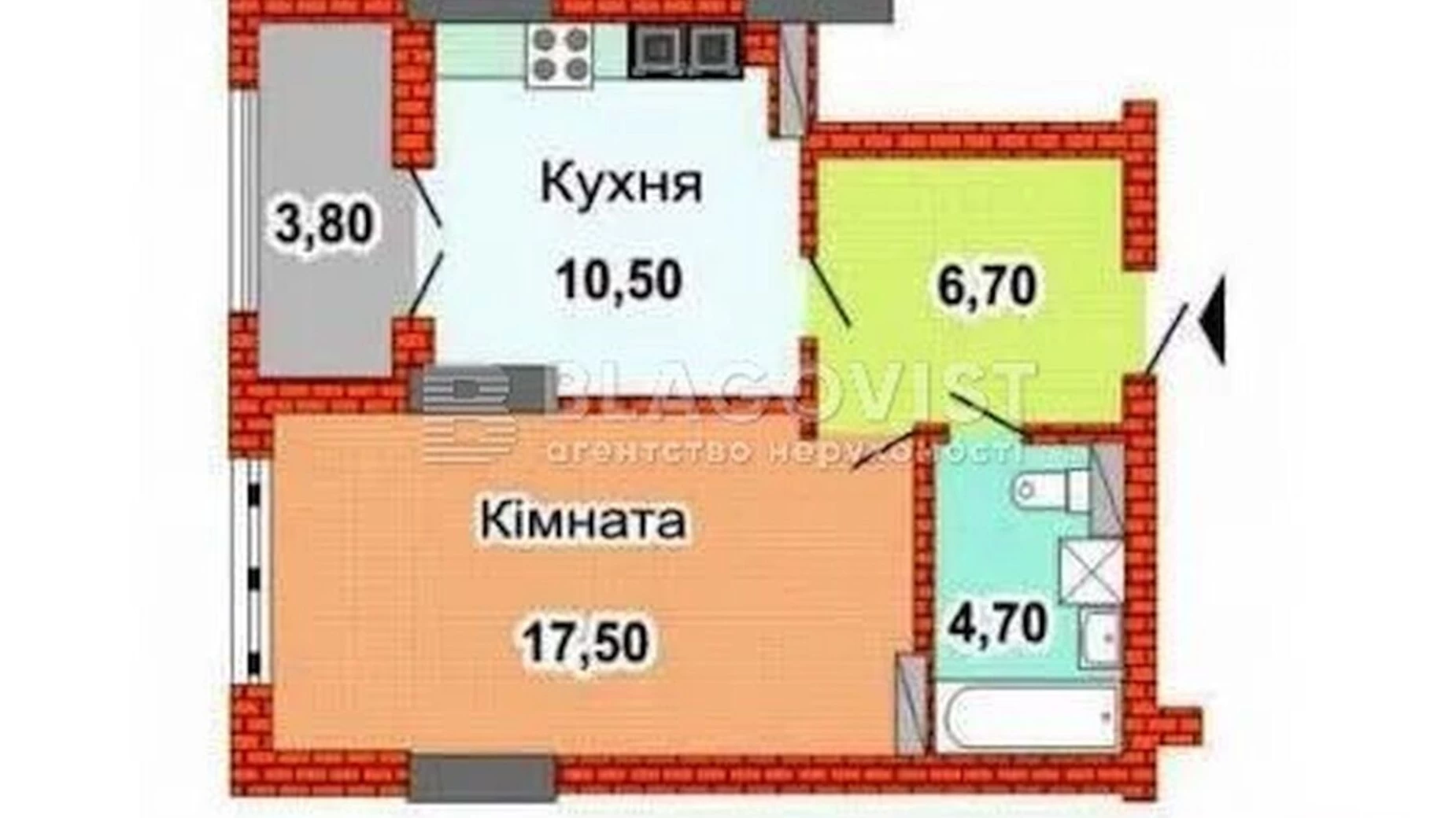 Продается 1-комнатная квартира 41 кв. м в Киеве, ул. Большая Китаевская, 59