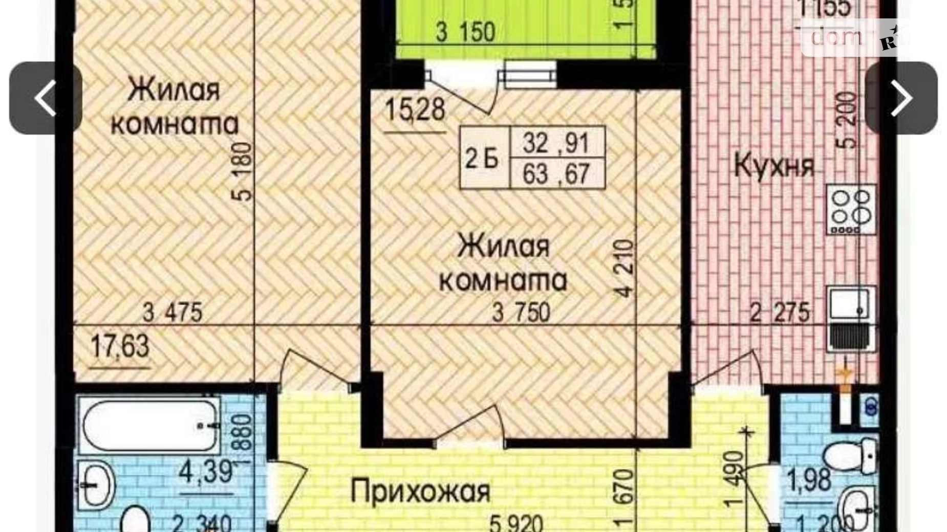 Продается 2-комнатная квартира 64 кв. м в Харькове, просп. Льва Ландау