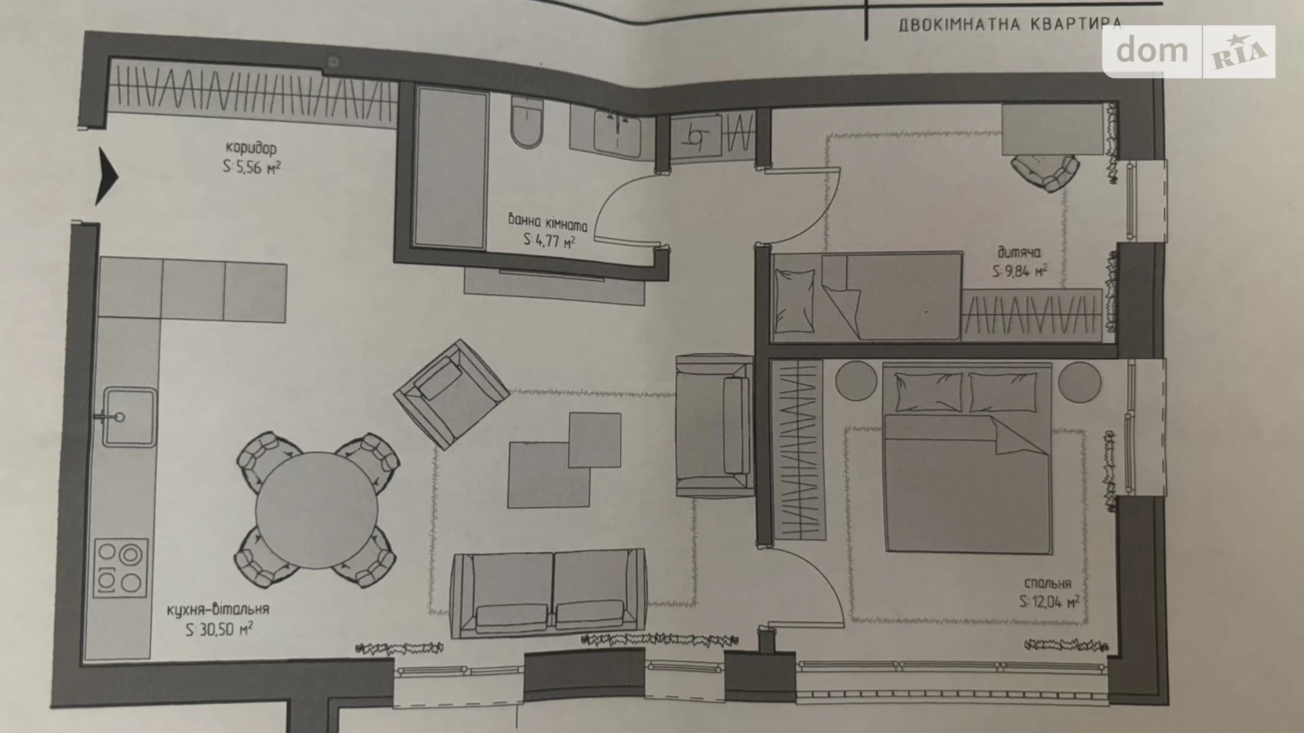 Продается 2-комнатная квартира 63 кв. м в Минае, ул. Августина Волошина - фото 3