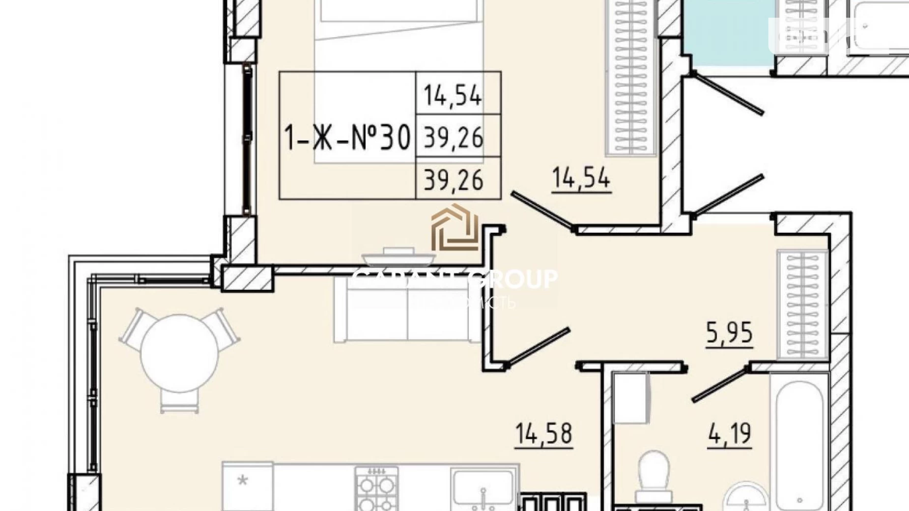 Продается 1-комнатная квартира 40 кв. м в Коминтерновском, ул. Марсельская - фото 2