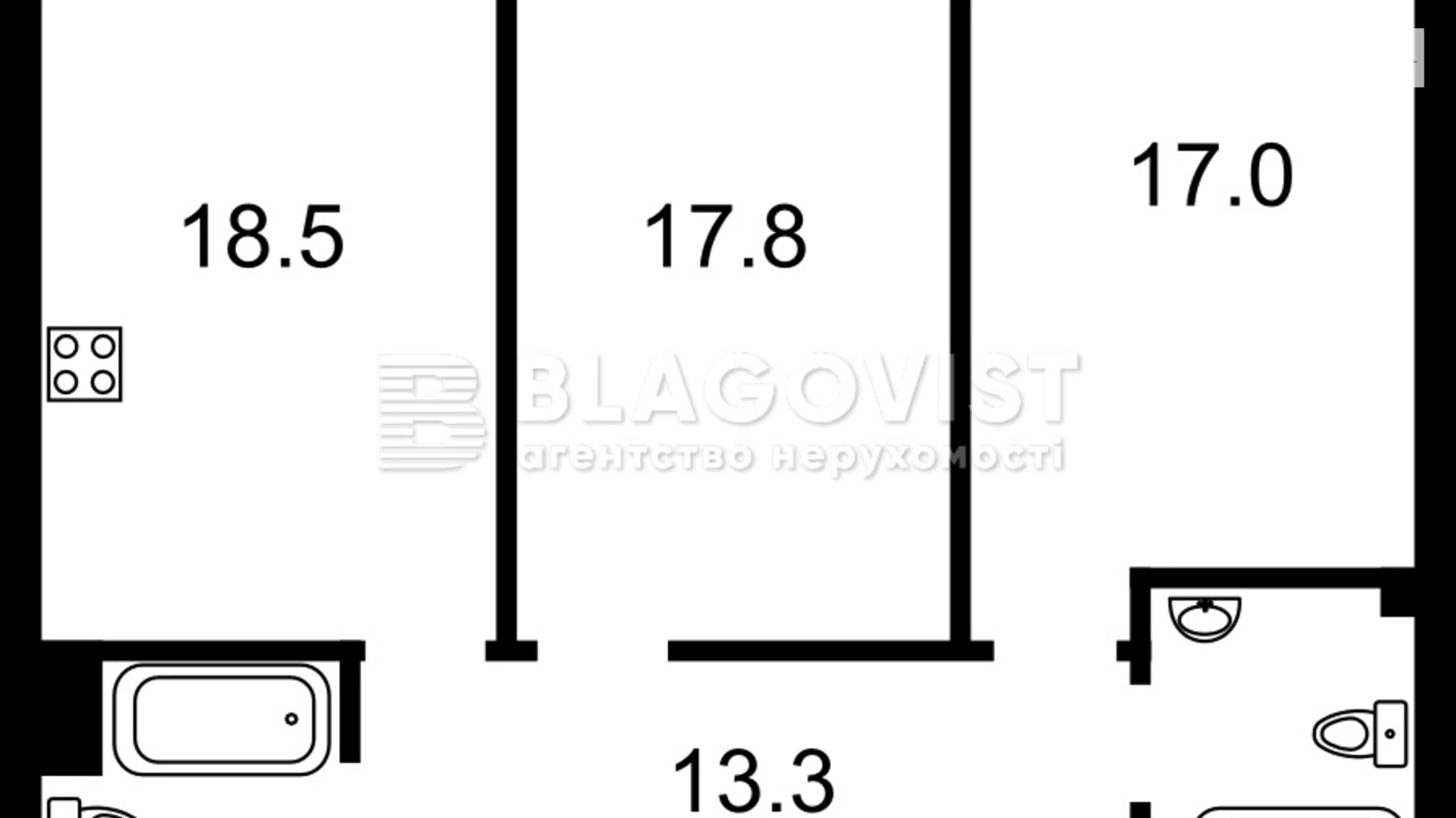 Продается 2-комнатная квартира 88.4 кв. м в Киеве, просп. Николая  Бажана, 17А