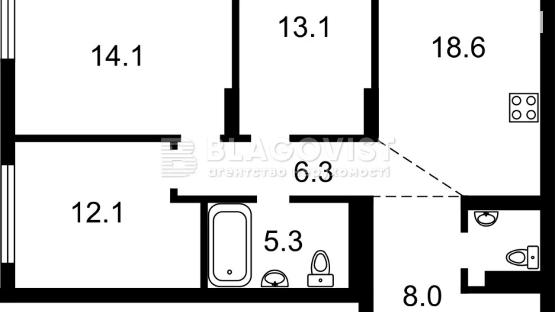 Продается 3-комнатная квартира 84 кв. м в Киеве, просп. Правды, 10