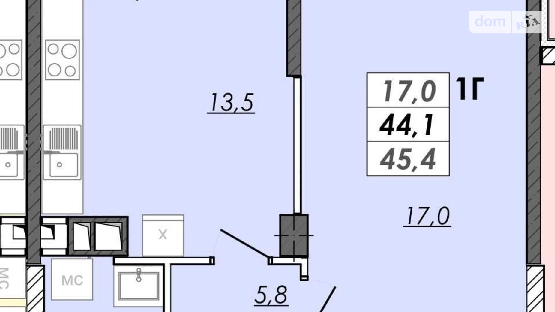 Продається 1-кімнатна квартира 45.4 кв. м у Одесі, Овідіопольська дор.