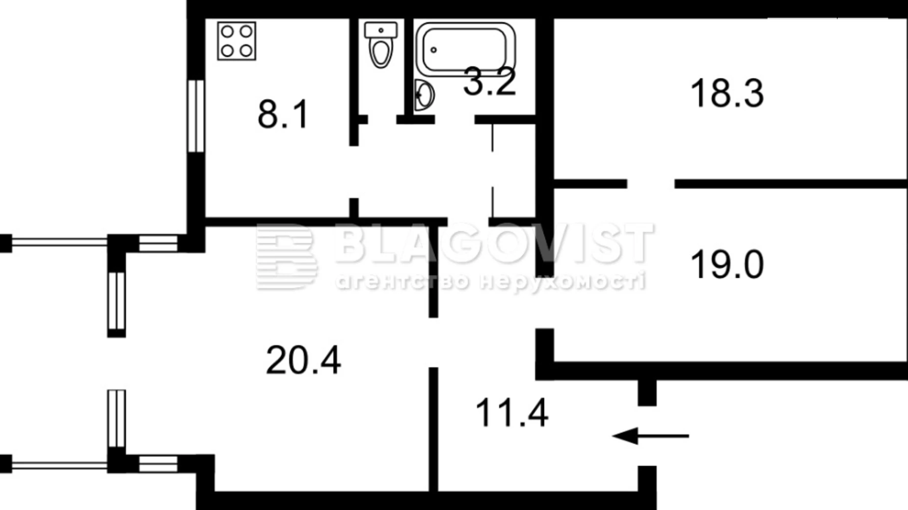 Продается 3-комнатная квартира 90 кв. м в Киеве, ул. Банковая, 3