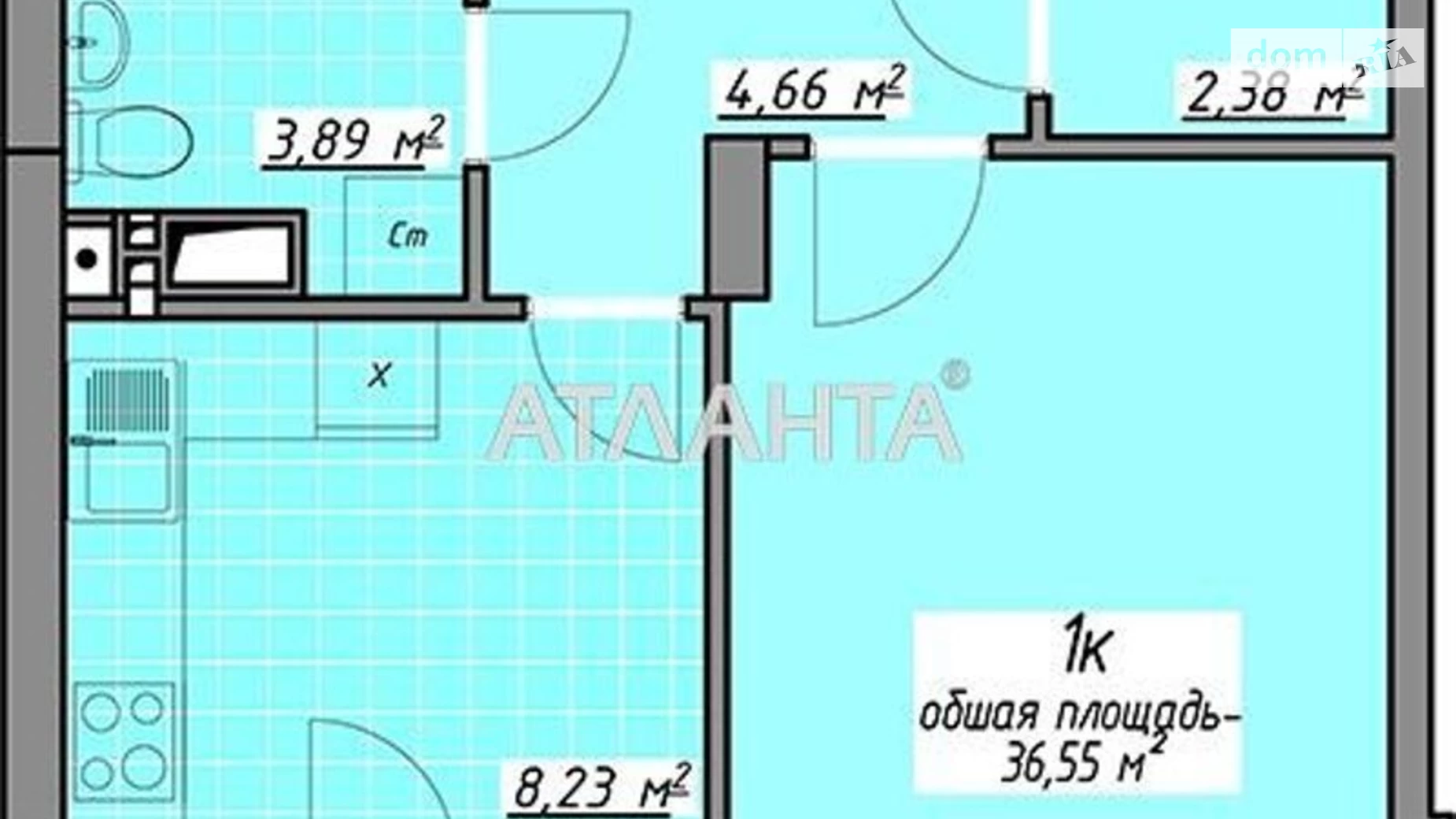 Продается 1-комнатная квартира 36.49 кв. м в Одессе, ул. Академика Воробьёва