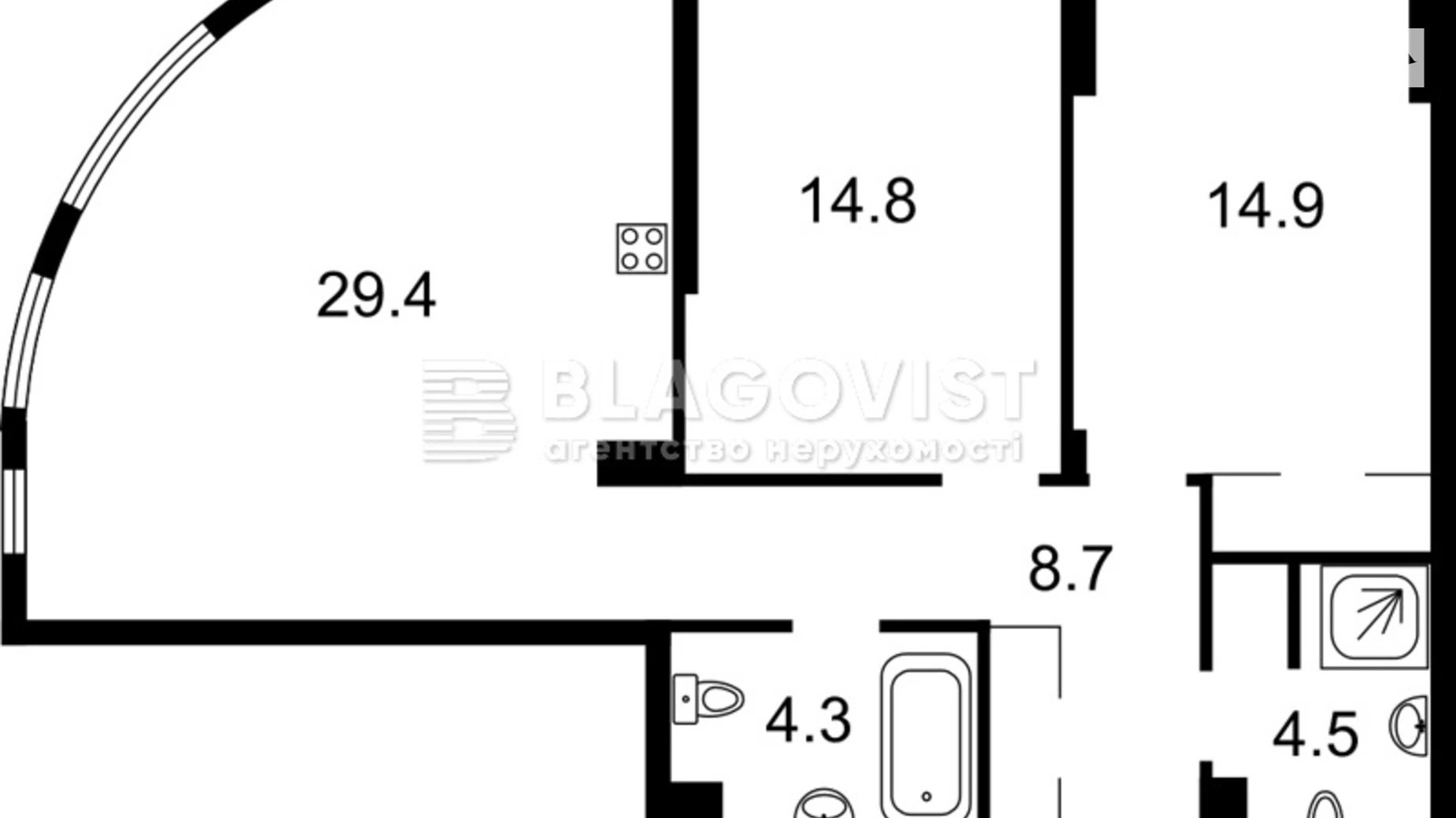 Продается 2-комнатная квартира 77 кв. м в Киеве, ул. Семьи Кистяковских, 2А